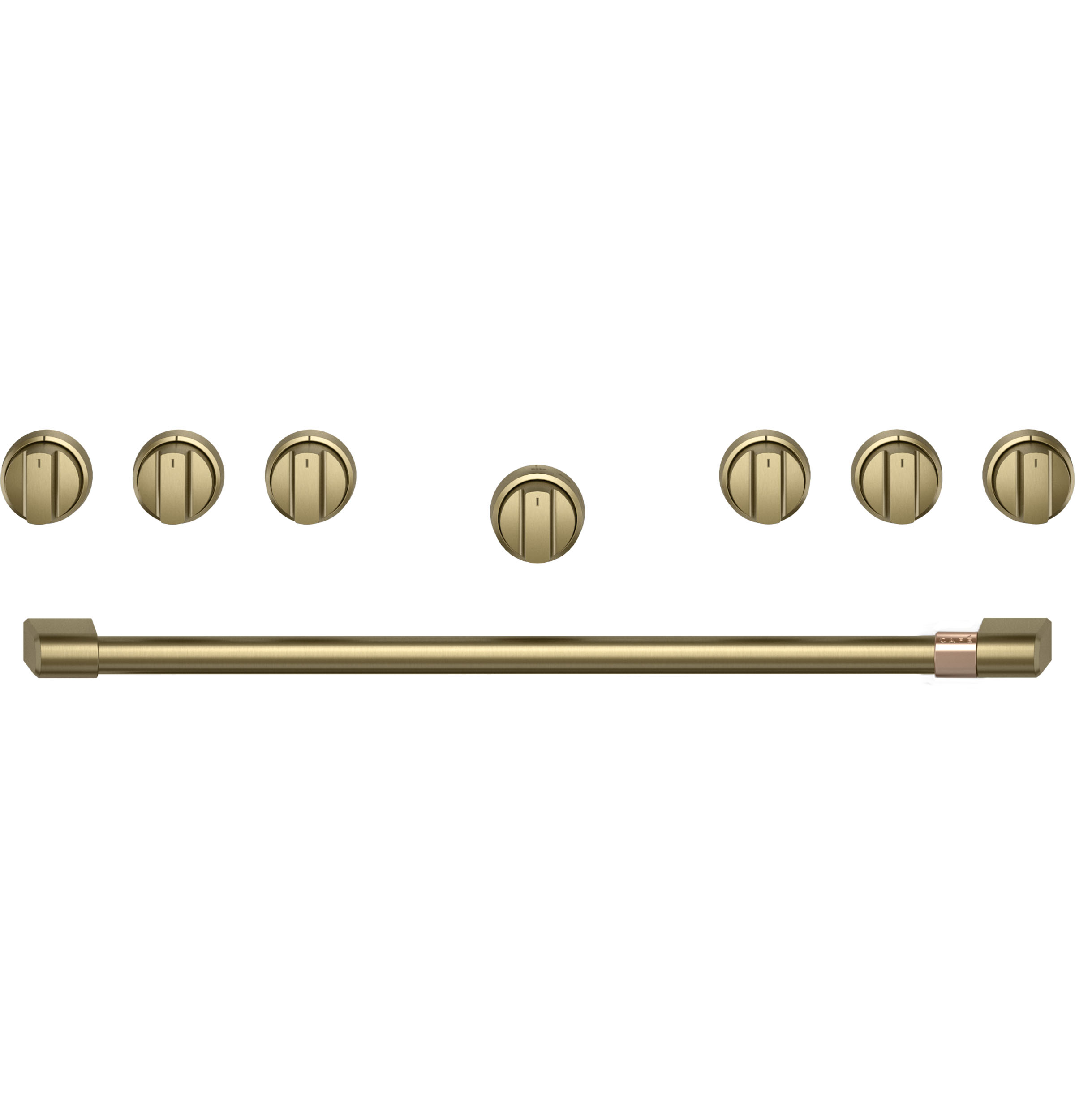 Cafe CAFÉ™ 36" Brushed Brass Handle & Knob Set for Pro Range and Rangetop