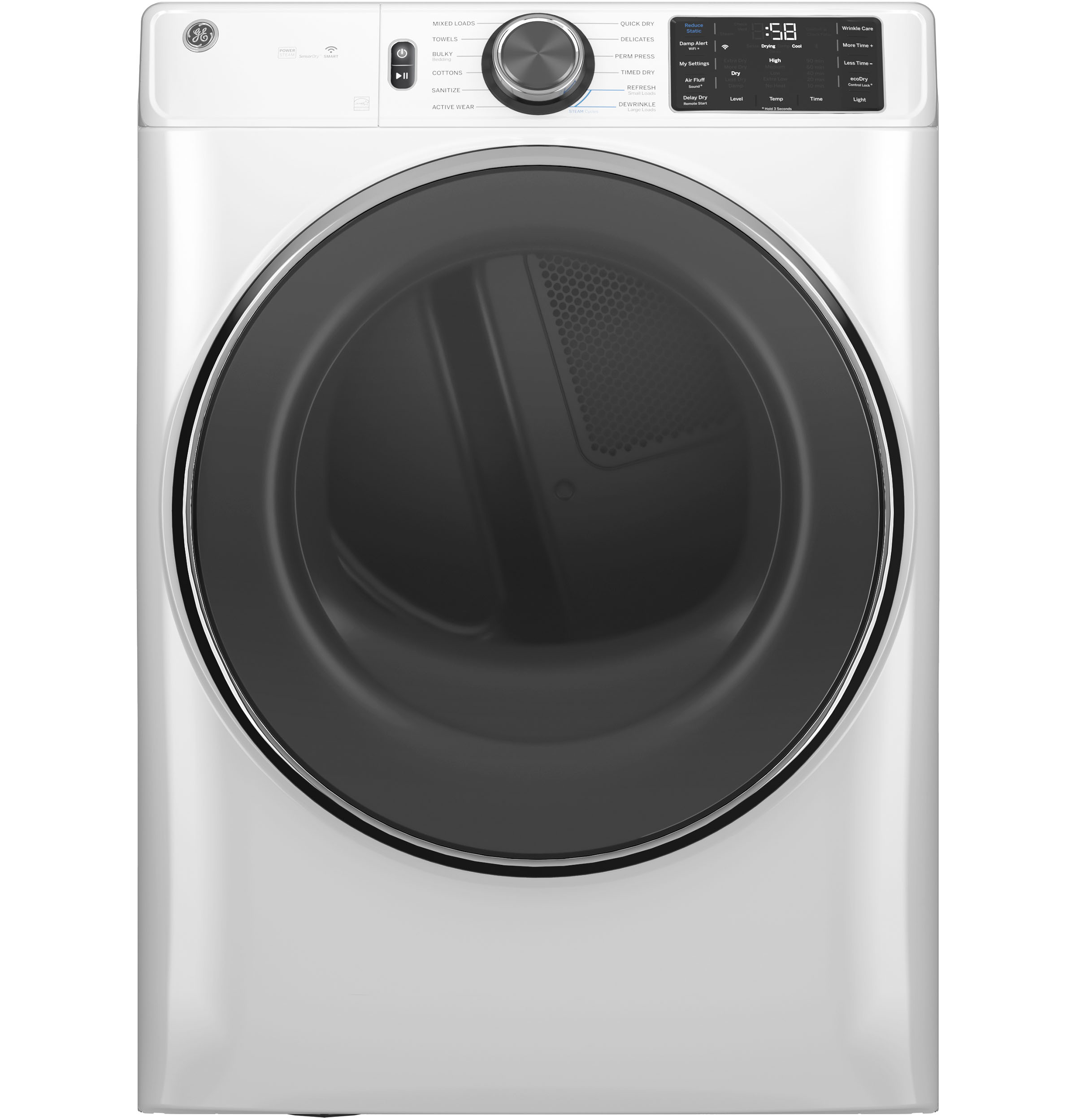 GE GE® ENERGY STAR® 7.8 cu. ft. Capacity Smart Front Load Electric Dryer with Steam and Sanitize Cycle