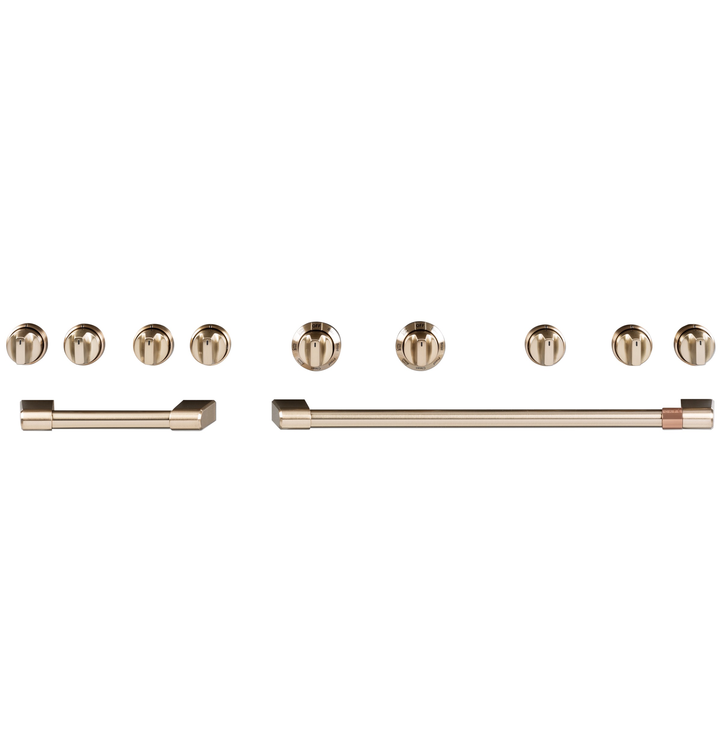 Cafe CAFÉ™ 48” Brushed Bronze Handle & Knob Set for Pro Range and Rangetop