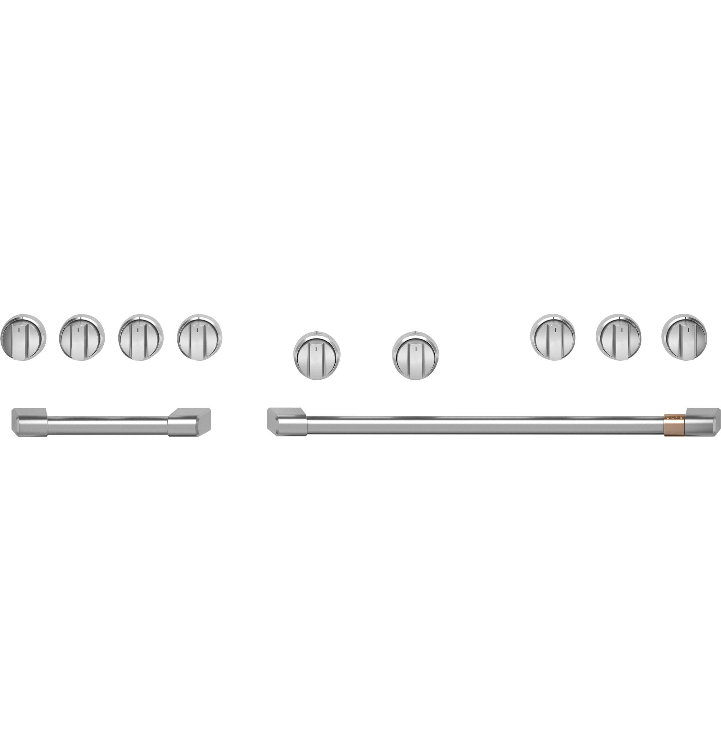 Cafe CAFÉ™ 48” Brushed Stainless Handle & Knob Set for Pro Range and Rangetop