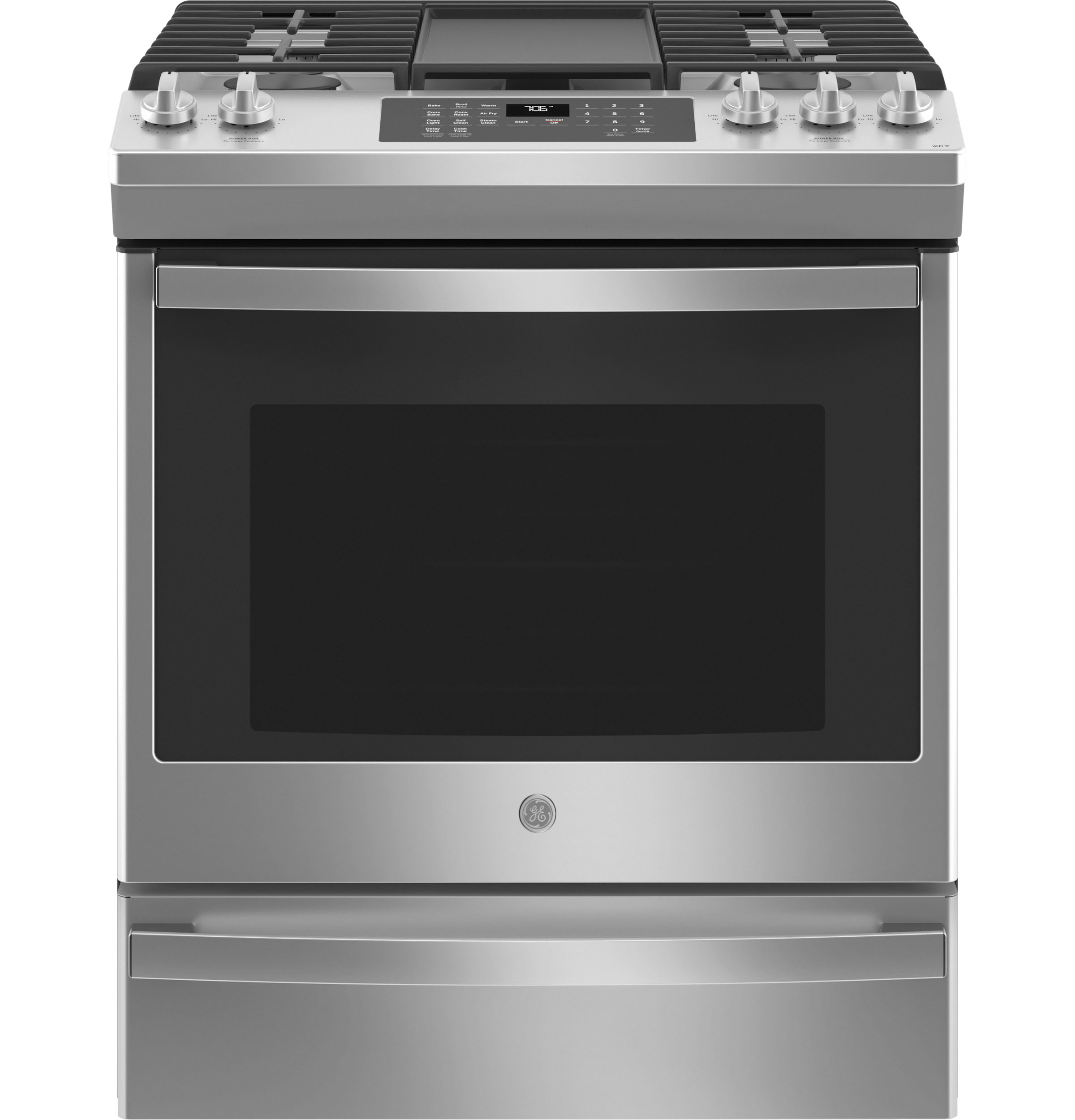 GE GE® 30" Slide-In Front-Control Convection Gas Range with No Preheat Air Fry