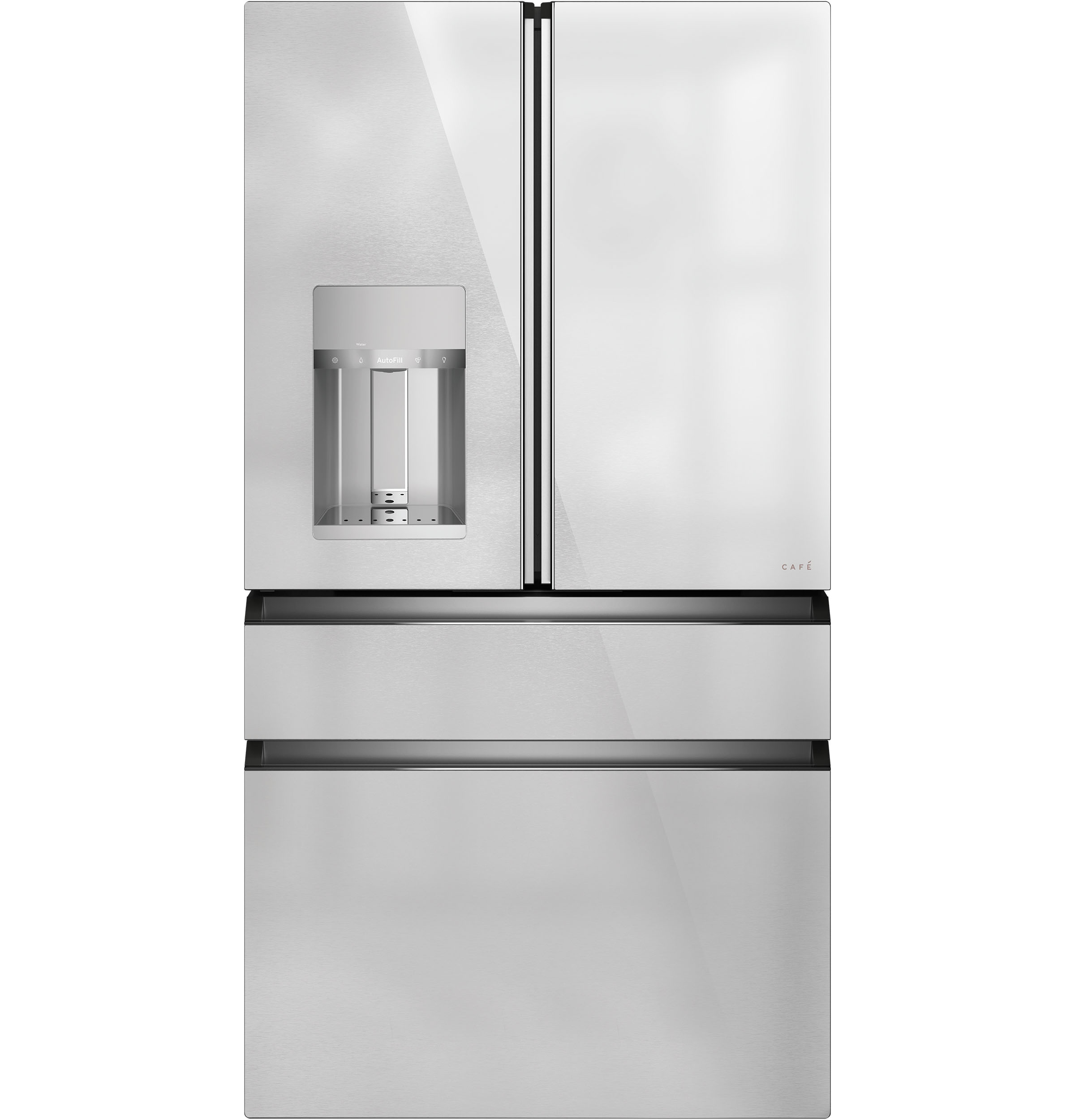 Cafe CAFÉ™ ENERGY STAR® 27.8 Cu. Ft. Smart 4-Door French-Door Refrigerator in Platinum Glass