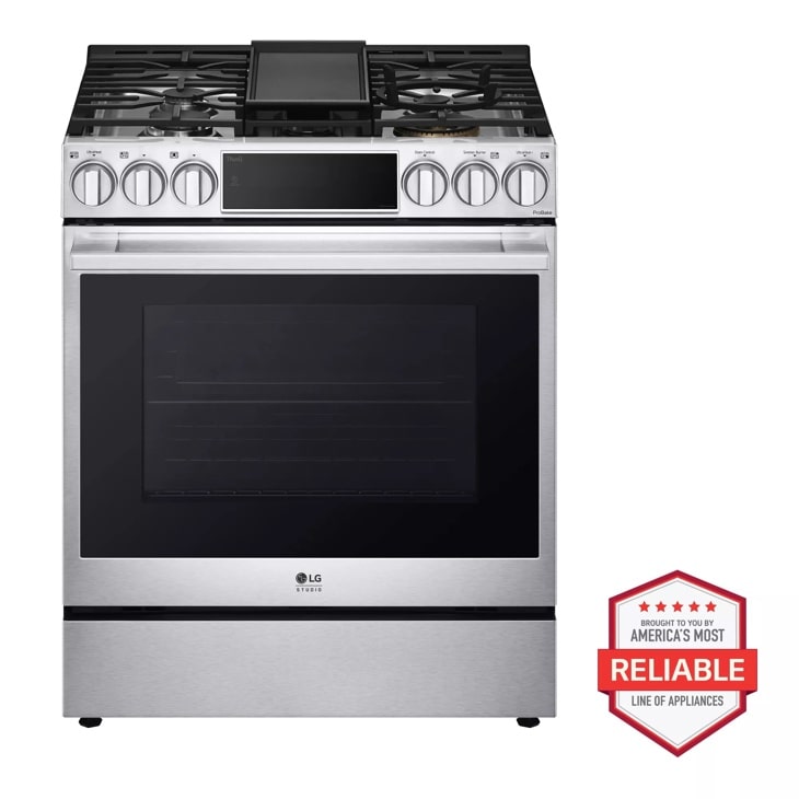 LG Studio LG STUDIO 6.3 cu. ft. Smart Wi-Fi Dual Fuel Slide-in Range with ProBake Convection and EasyClean