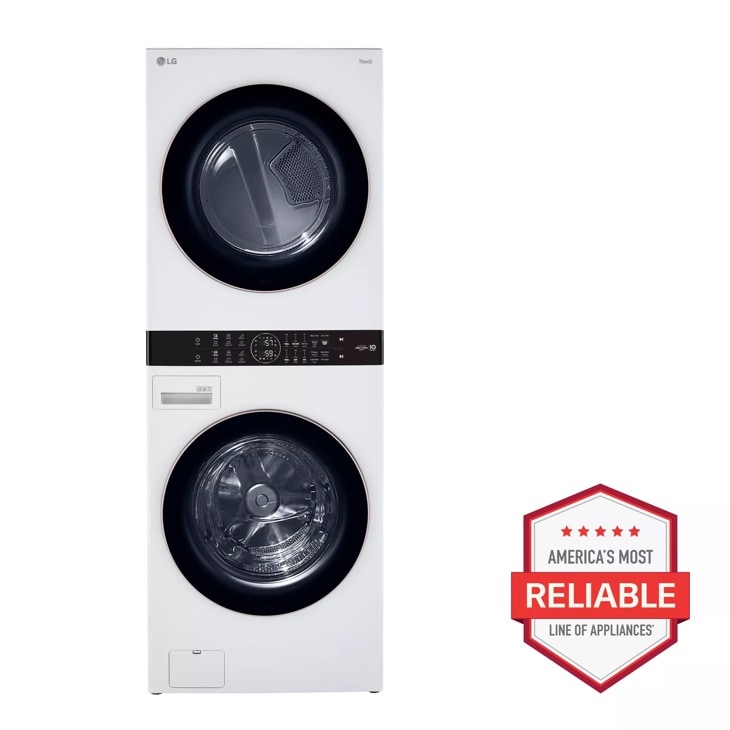 LG Single Unit Front Load LG WashTower with Center Control 4.5 cu. ft. Washer and 7.4 cu. ft. Gas Dryer