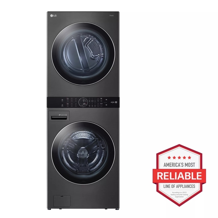 LG Single Unit Front Load LG WashTower with Center Control 4.5 cu. ft. Washer and 7.4 cu. ft. Gas Dryer