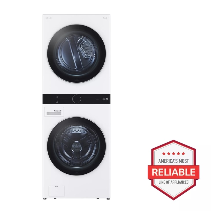 LG Single Unit Front Load LG WashTower with Center Control 4.5 cu. ft. Washer and 7.4 cu. ft. Gas Dryer