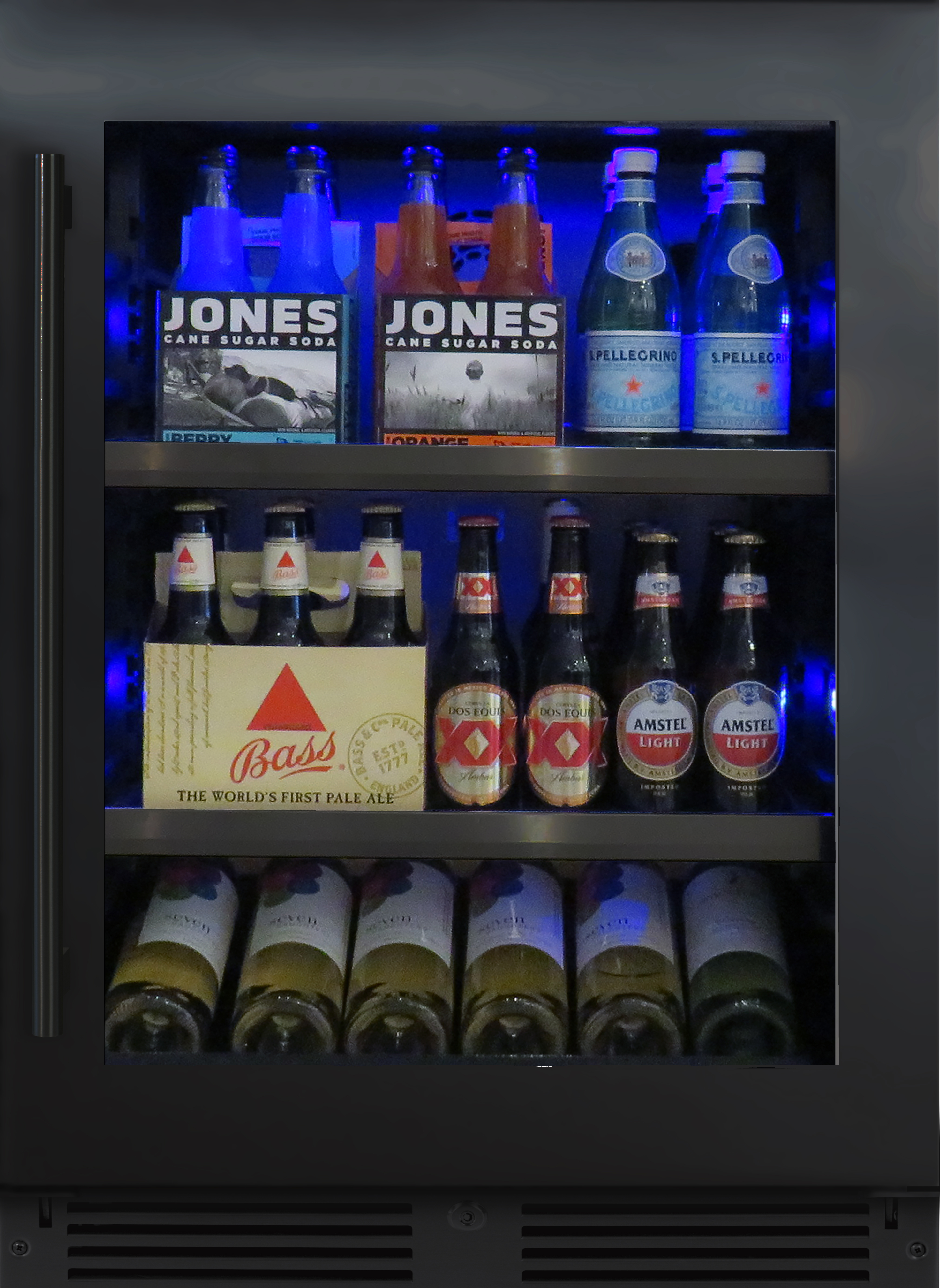XO Appliances 24 Beverage Center with a Black Stainless Steel and Glass Door, Right Hinge