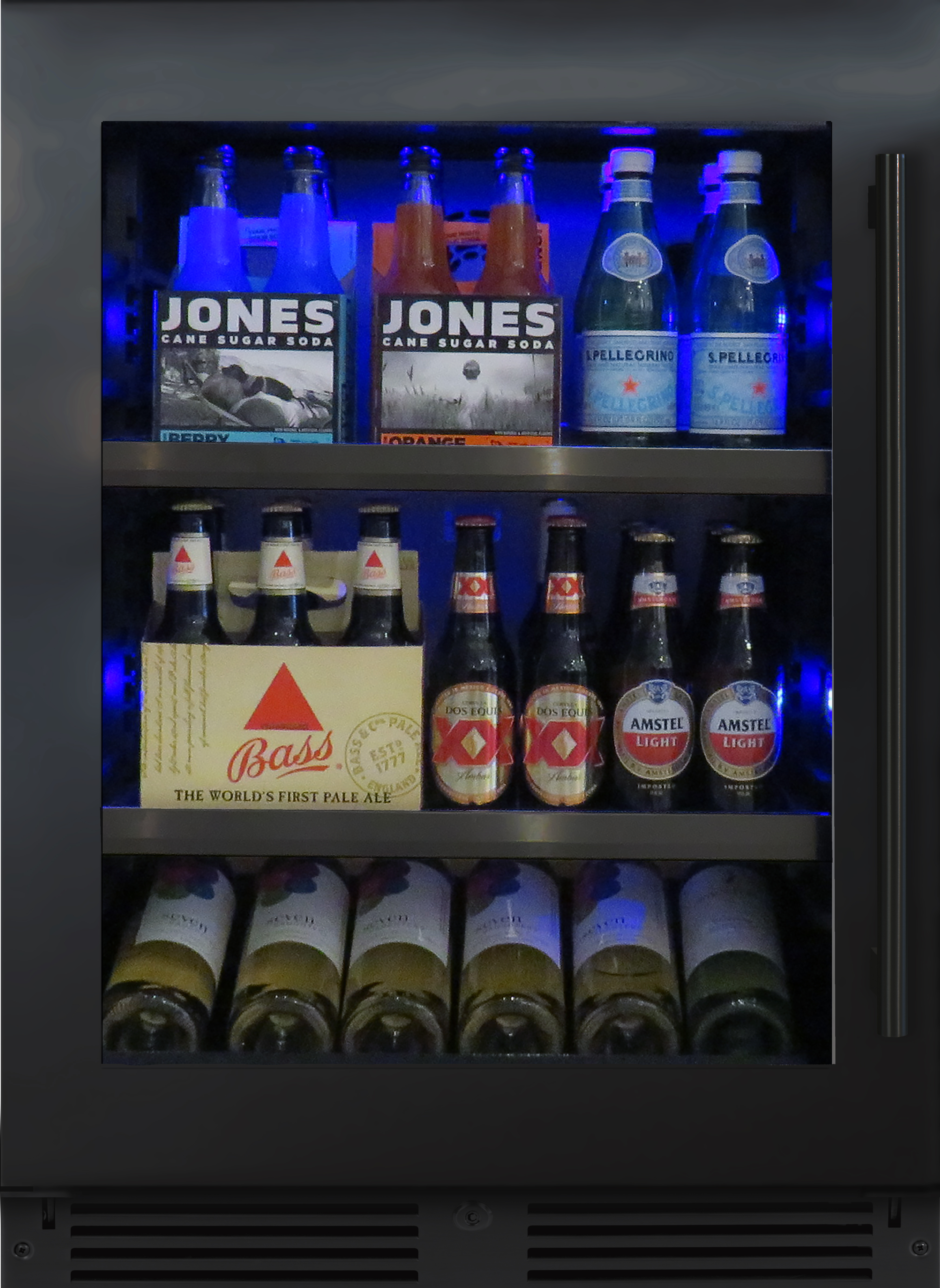 XO Appliances 24 Beverage Center with a Black Stainless Steel and Glass Door, Left Hinge