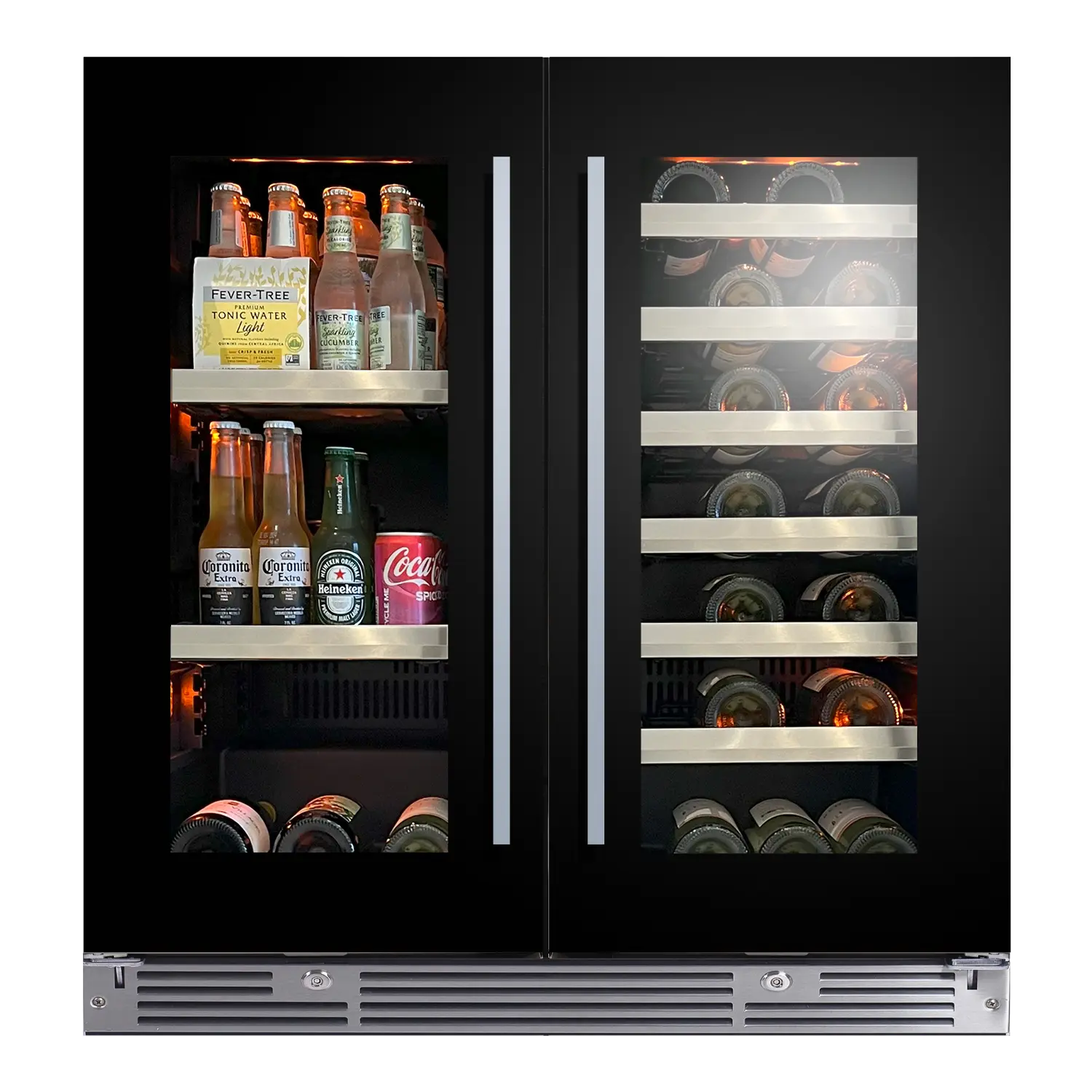 XO Appliances 30 Beverage/Wine Double Door Designer Black Glass