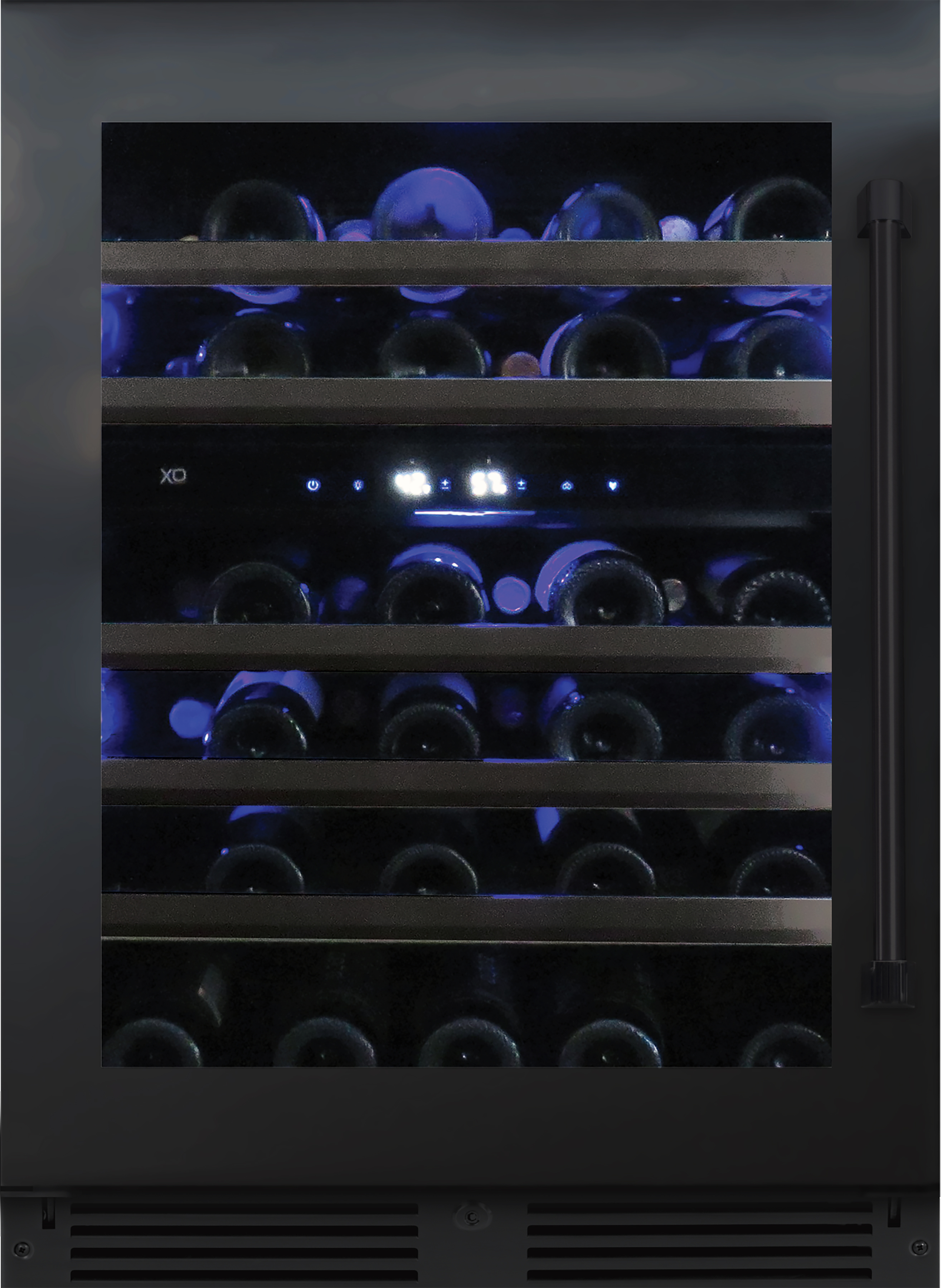 XO Appliances 24 Wine Cooler, Dual Zone with a Black Stainless Steel and Glass Door, Left Hinge