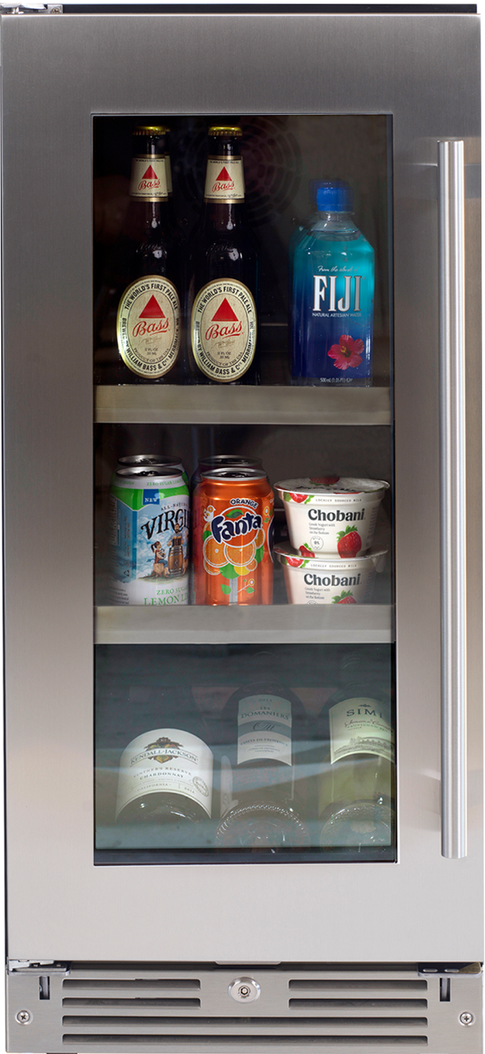 XO Appliances 15 Beverage Center with a Stainless Steel and Glass Door, Left Hinge