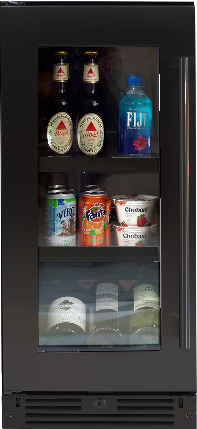XO Appliances 15 Beverage Center with a Black Stainless Steel and Glass Door, Left Hinge
