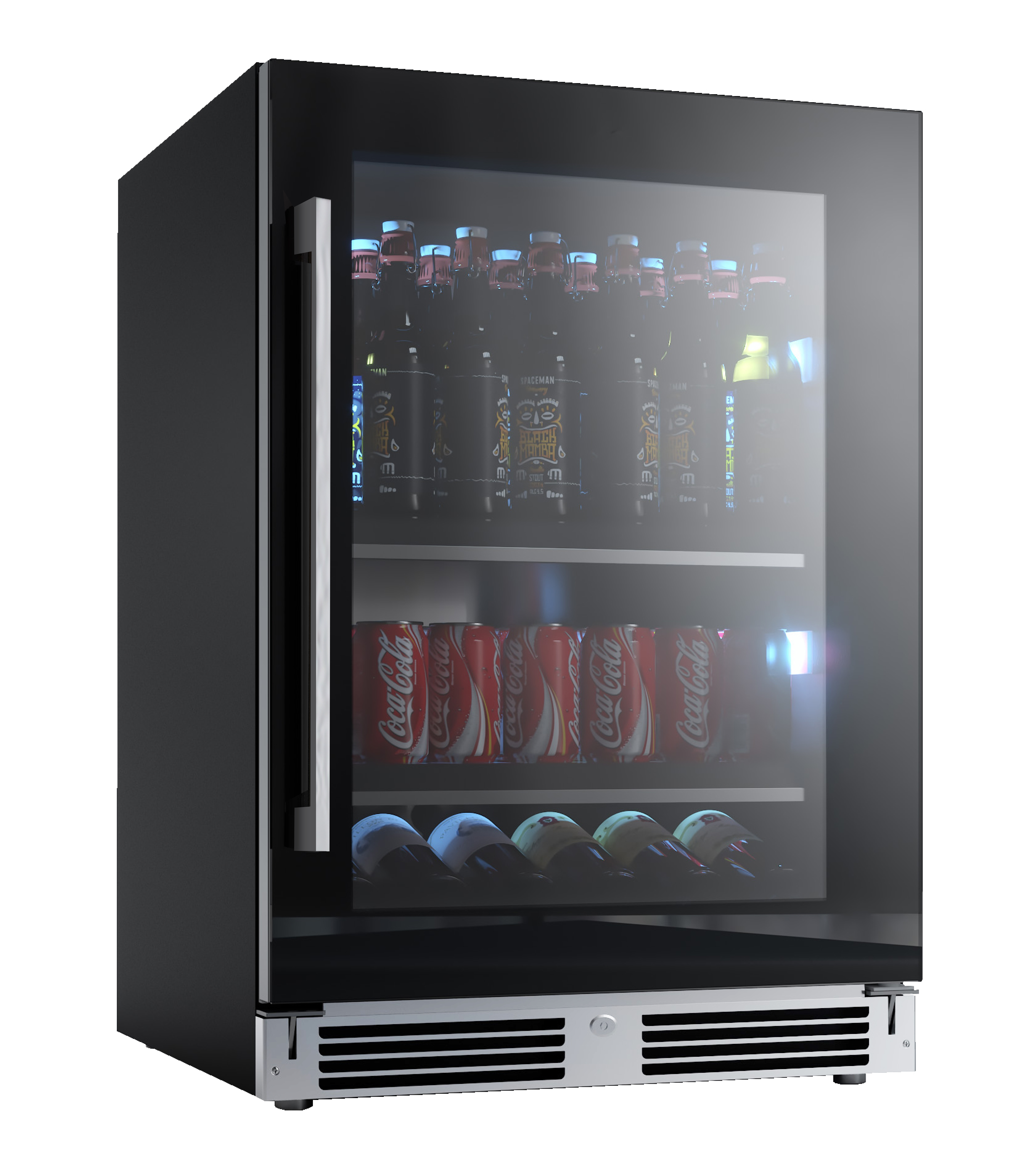 XO Appliances 24 Beverage Center with a Black Glass Door, Right Hinge