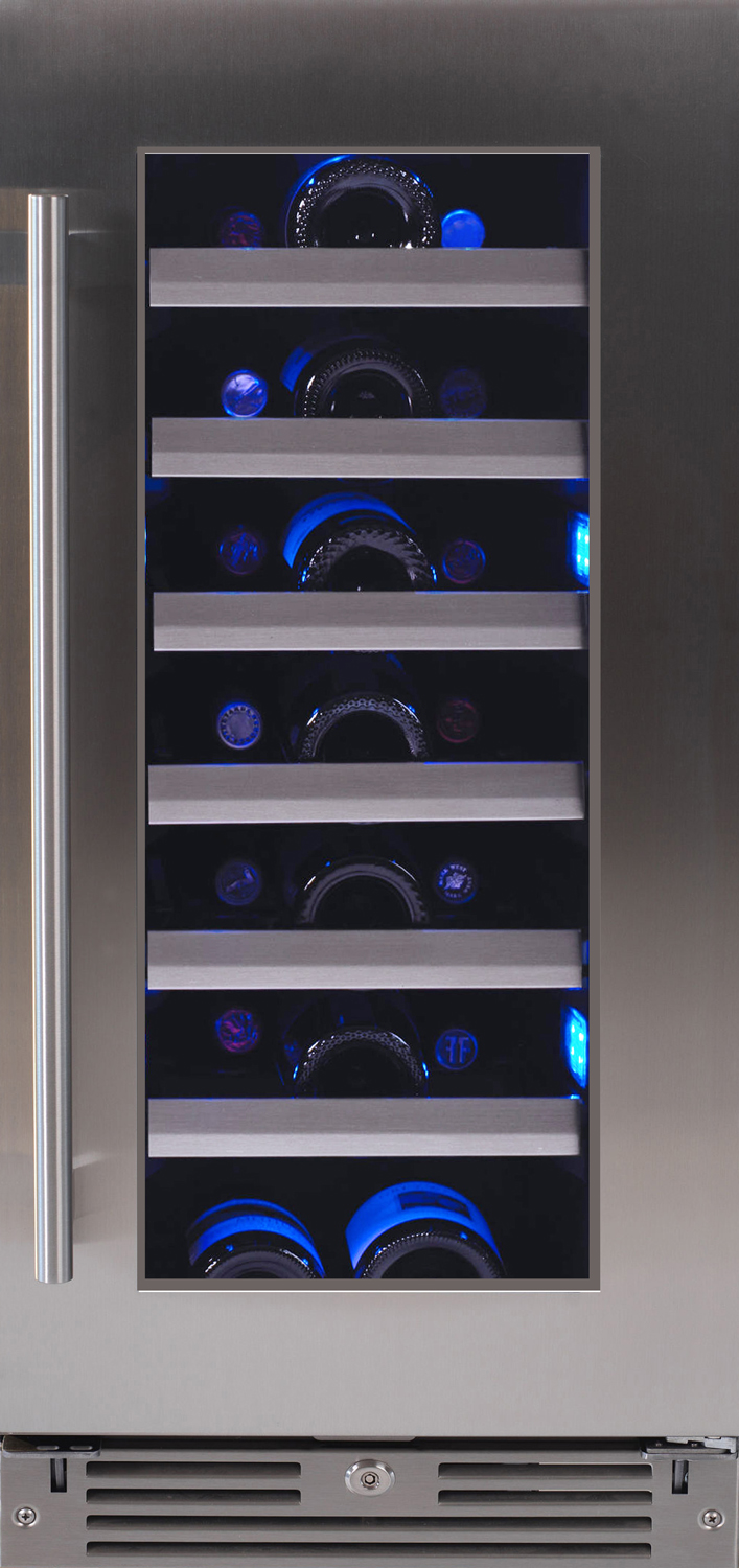 XO Appliances 15 Wine Cooler, Single Zone with a Stainless Steel and Glass Door, Right Hinge