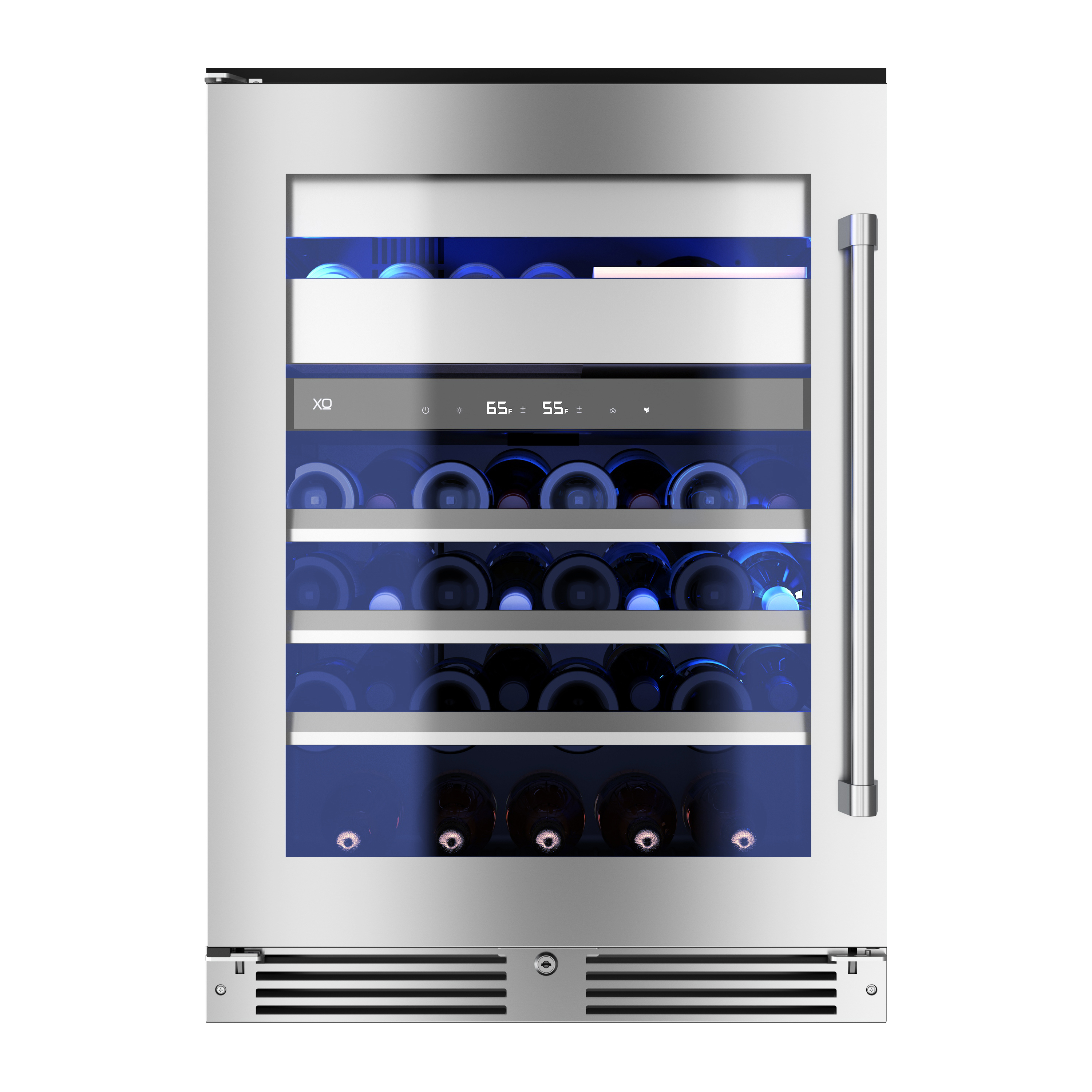 XO Appliances 24 Wine & Weed Undercounter Preservation System, locking Stainless Steel framed glass window door LH