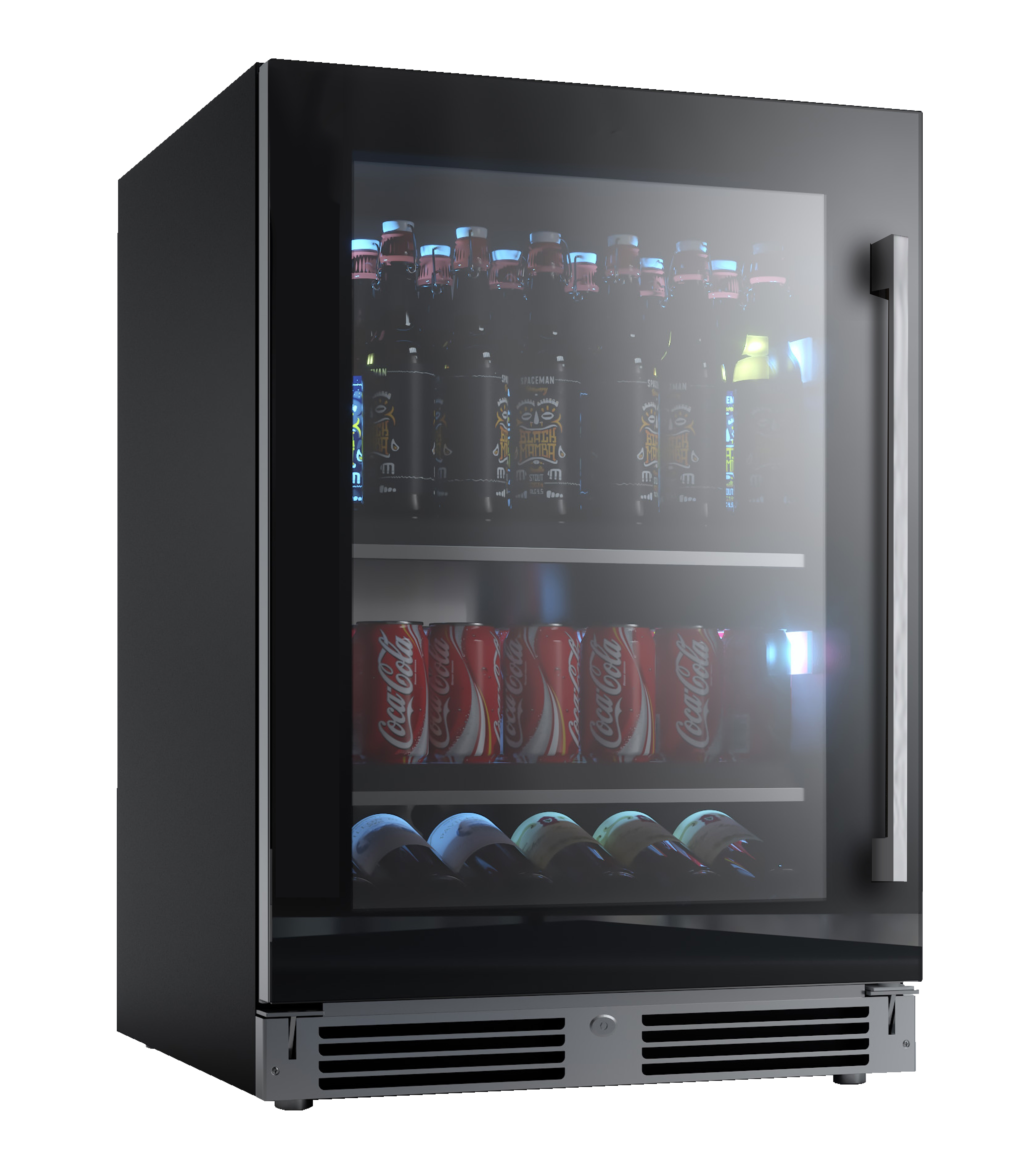 XO Appliances 24 Beverage Center with a Black Glass Door, Left Hinge