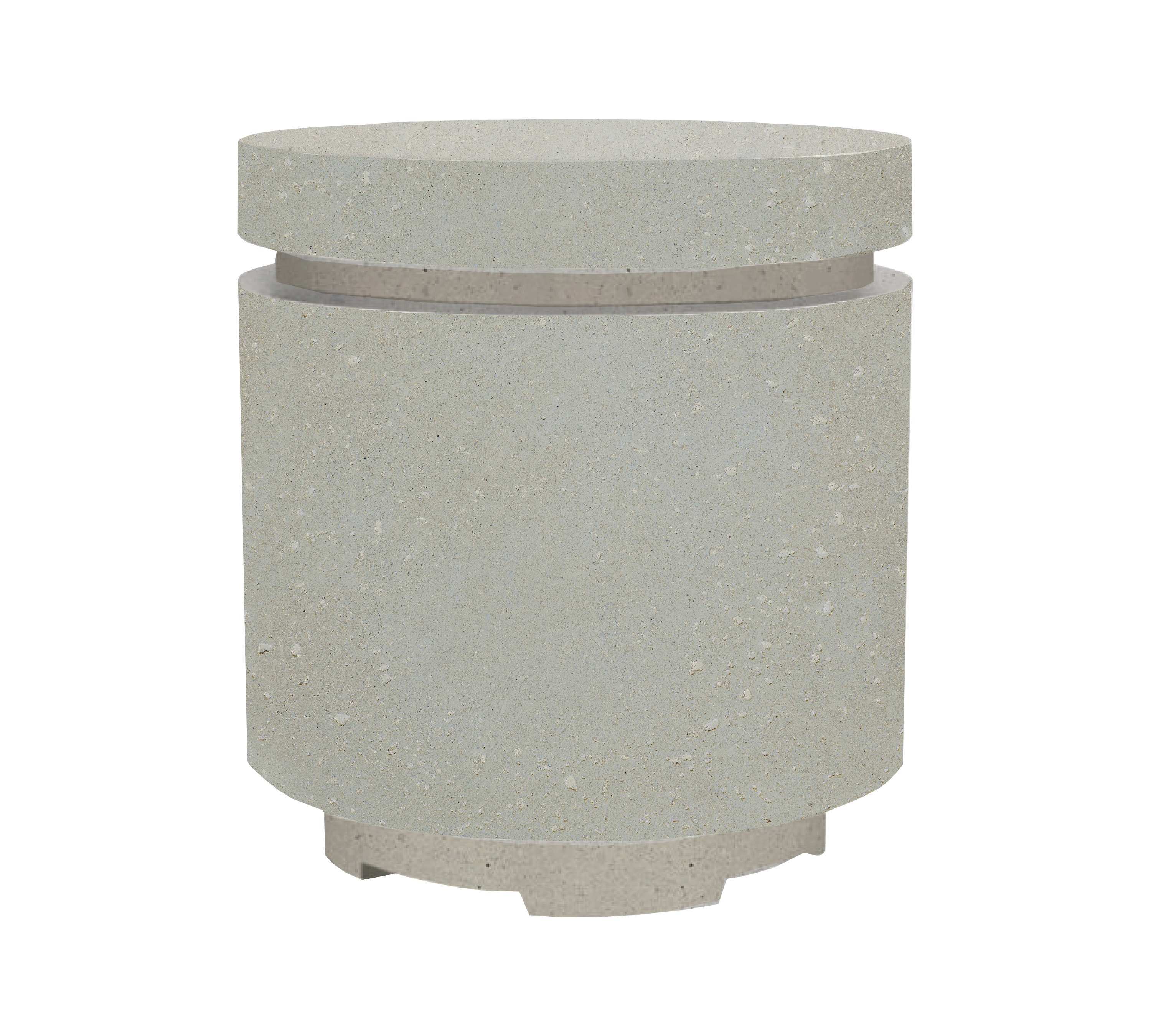 XO Appliances Matching round LP tank enclosure GFRC Limestone