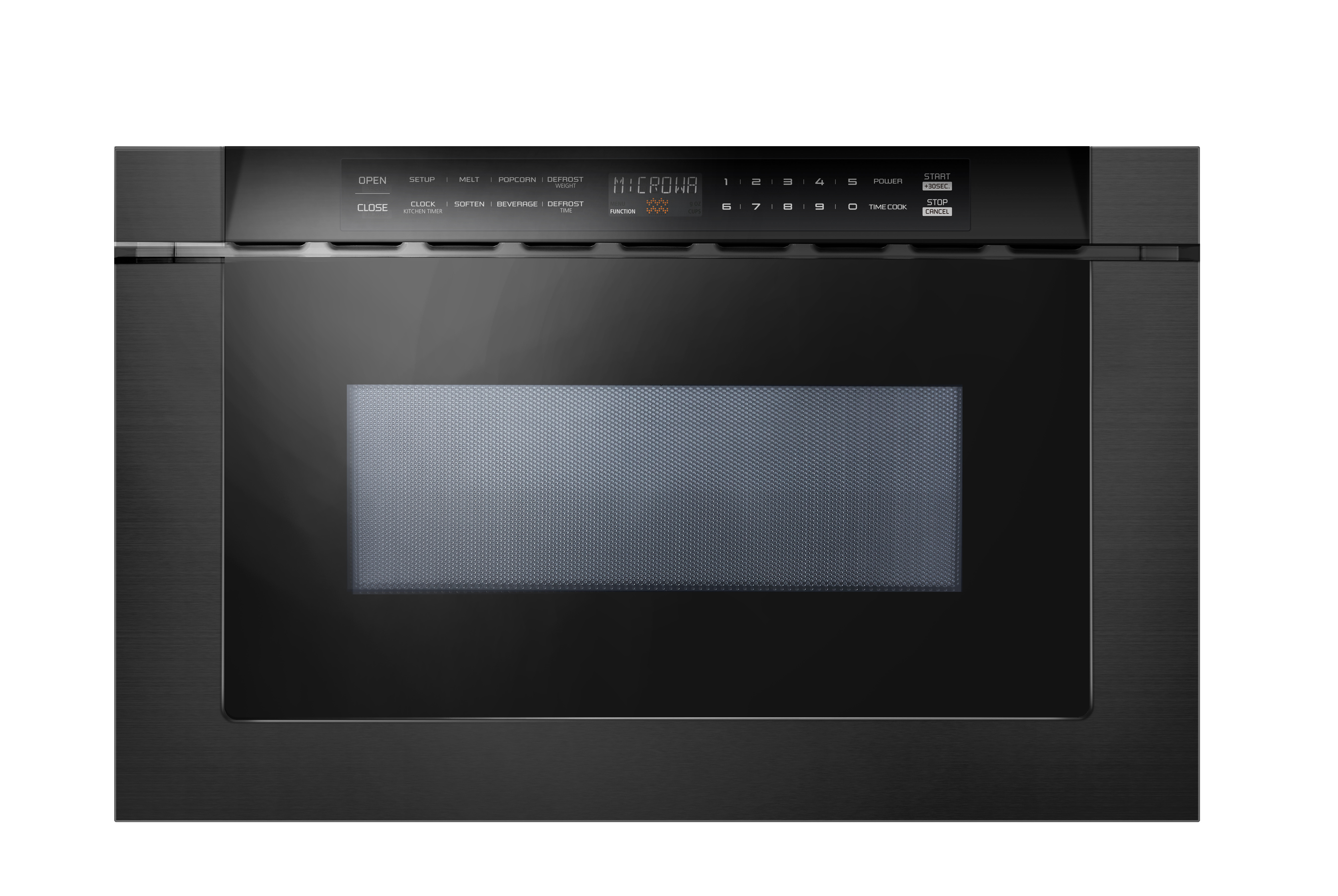 XO Appliances 24 Built-In Microwave Drawer - Black Stainless & Glass