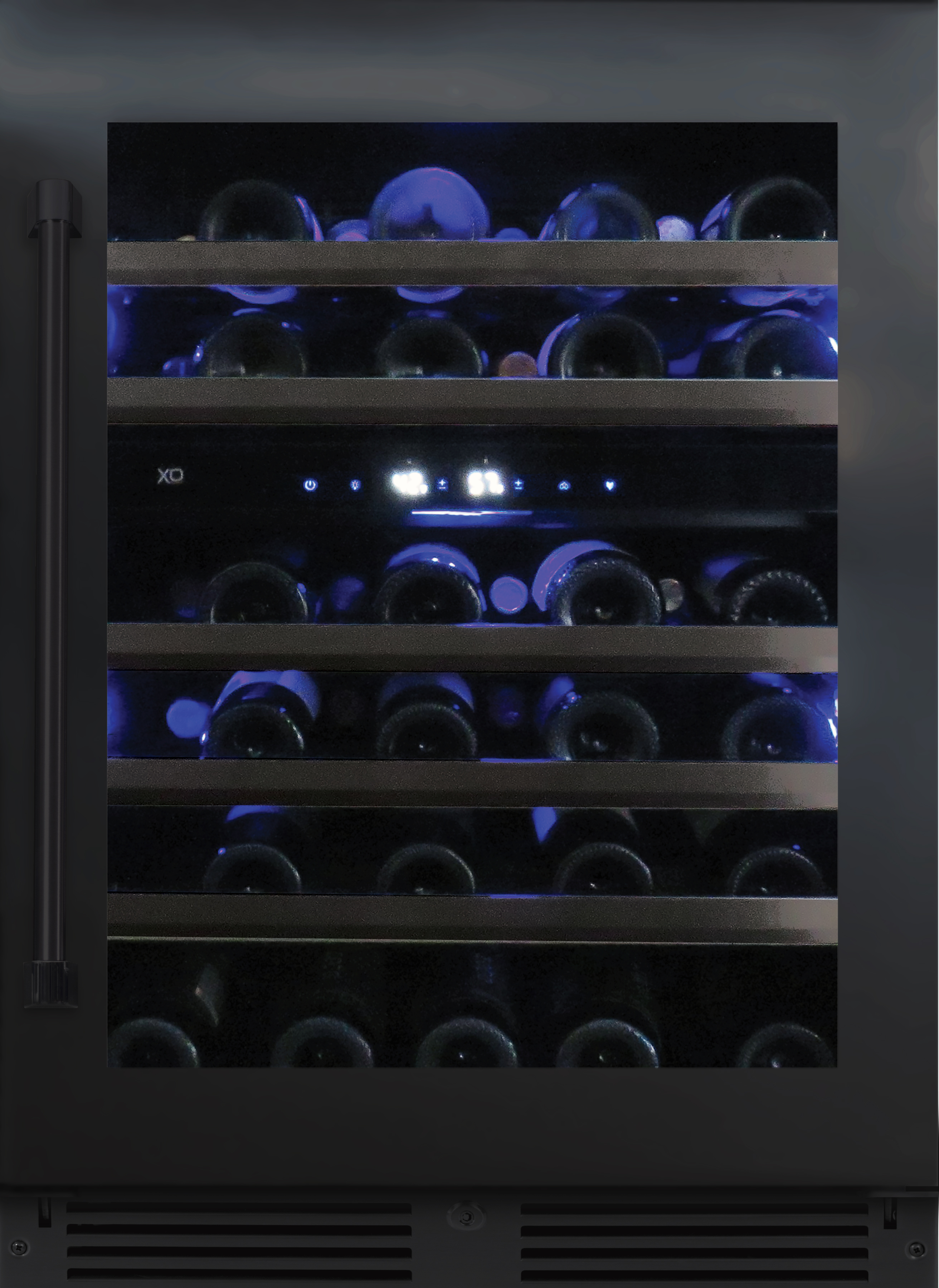 XO Appliances 24 Wine Cooler, Dual Zone with a Black Stainless Steel and Glass Door, Right Hinge