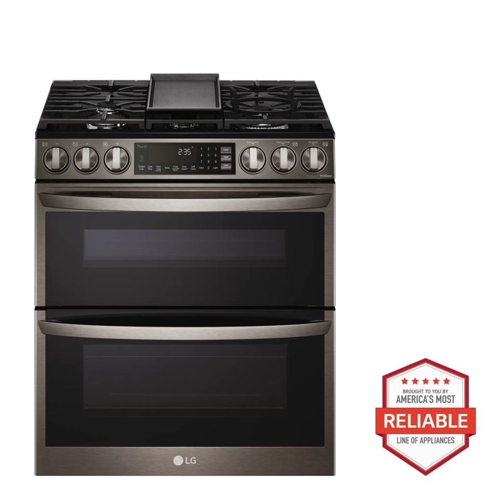 Model: LTGL6937D | LG 6.9 cu. ft. Smart Gas Double Oven Slide-in Range with InstaView, ProBake Convection, Air Fry, and Air Sous Vide