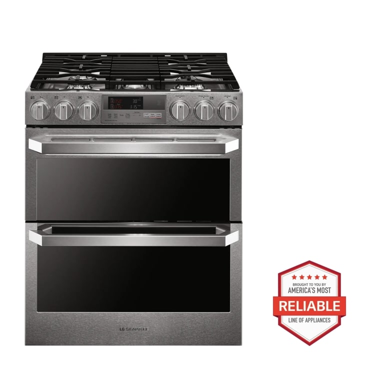 Model: LUTD4919SN | LG Signature LG SIGNATURE 7.3 cu. ft. Smart Wi-Fi Enabled Dual Fuel Double Oven Range with ProBake Convection