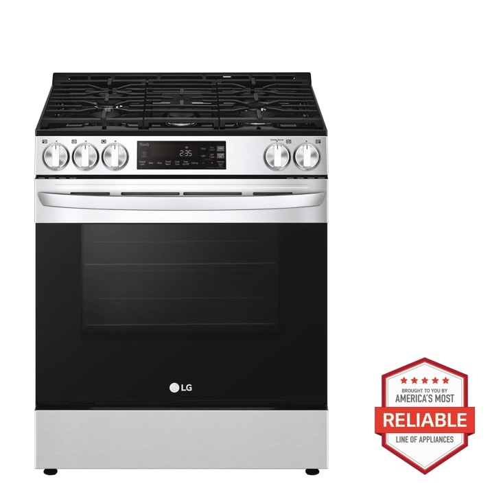 Model: LSGL5831F | LG 5.8 cu. ft. Gas Single OvenSlide-in Range, EasyClean plus Self Clean, ThinQ, Printproof StainlessSteel
