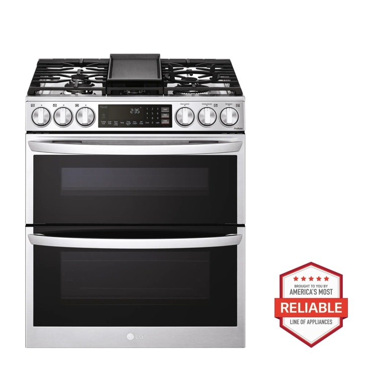 Model: LTGL6937F | LG 6.9 cu. ft. Smart Gas Double Oven Slide-in Range with InstaView, ProBake Convection, Air Fry, and Air Sous Vide
