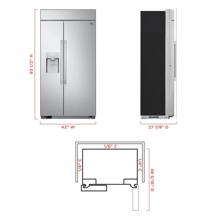 Model: SRSXB2622S | LG Studio LG STUDIO 26 cu. ft. Smart Side-by-Side Built-In Refrigerator with Ice & Water Dispenser