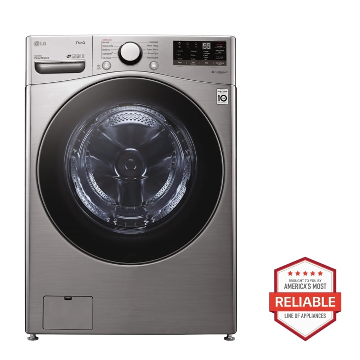 Model: WM3600HVA | LG 4.5 cu. ft. Ultra Large Capacity Smart wi-fi Enabled Front Load Washer with Built-In Intelligence & Steam Technology