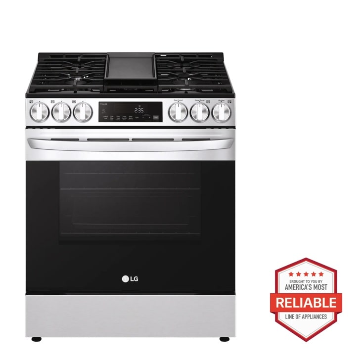 Model: LSGL5833F | LG 5.8 cu. ft. Smart Wi-Fi Enabled Fan Convection Gas Slide-in Range with Air Fry & EasyClean