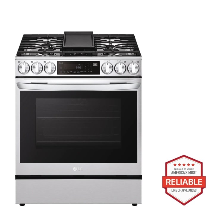 Model: LSGL6335F | LG 6.3 cu. ft. Smart Wi-Fi Enabled ProBake Convection InstaViewGas Slide-In Range with Air Fry