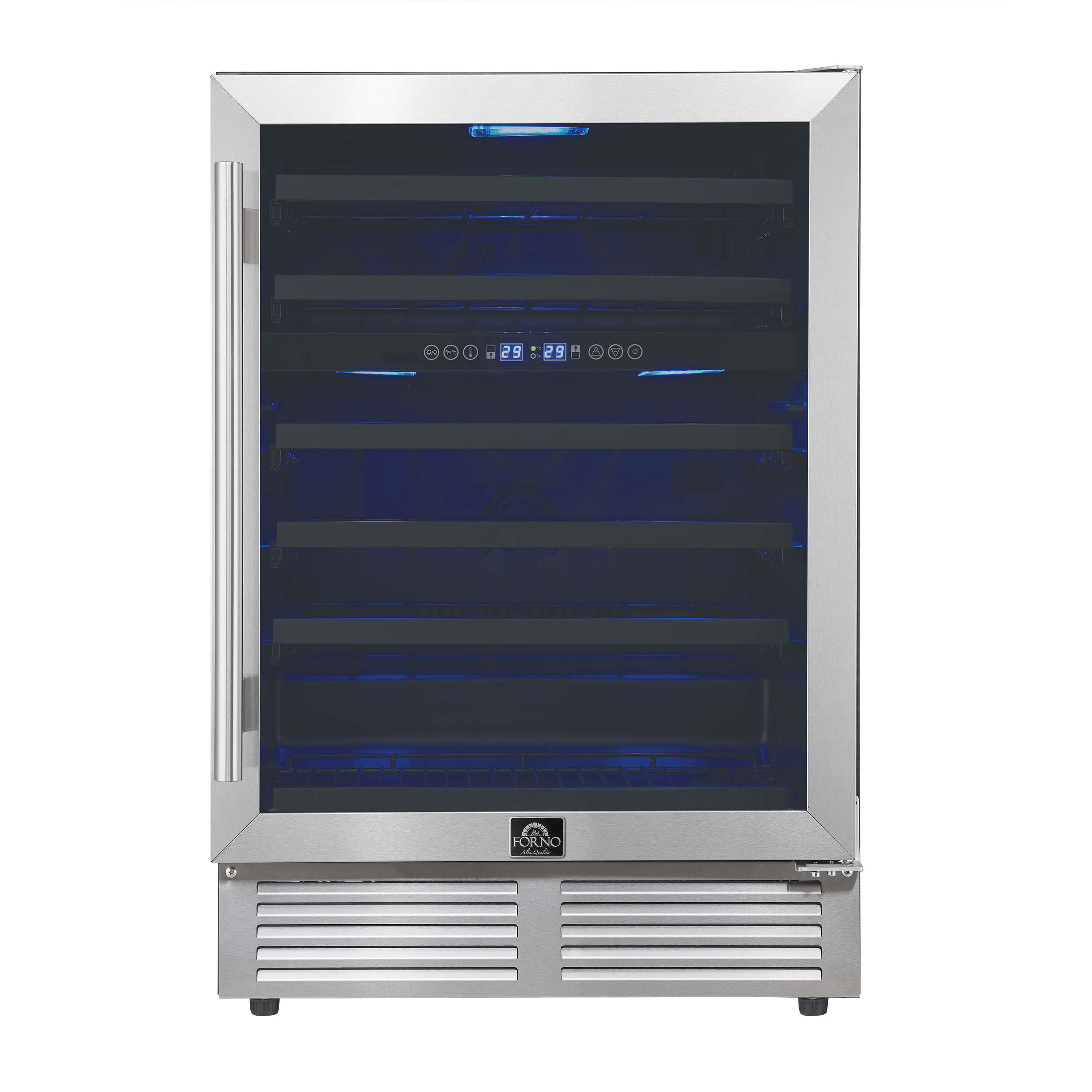 Forno Forno Bacchino 24 Inch Wine Cooler with LED Lighting, Triple Glass Door, 51 Bottle Capacity