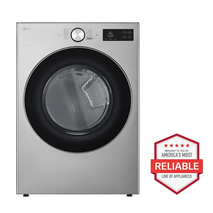 LG 7.4 cu. ft. Ultra Large Capacity Smart Front Load Dryer with TurboSteam, Built-In Intelligence and Hybrid Electronic Controls with LCD Display