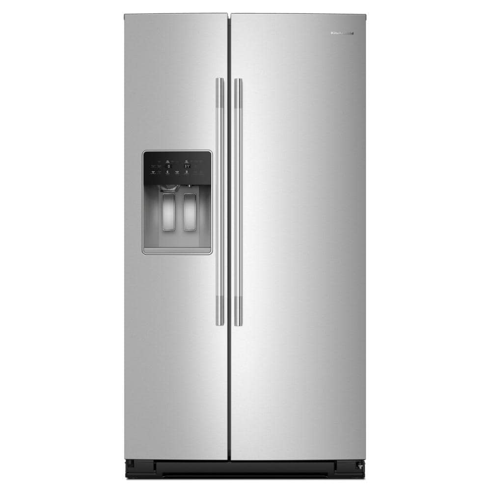 KitchenAid 20.8 Cu. Ft. Counter-Depth Side-by-Side Refrigerator with Exterior Ice and Water Dispenser in PrintShield® Finish