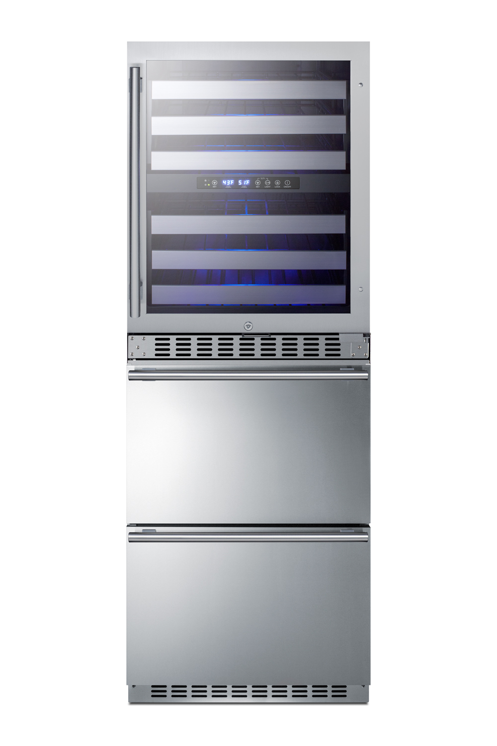 Summit 24" Wide Combination Dual-Zone Wine Cellar and 2-Drawer Refrigerator-Freezer Summit 24" Wide Combination Dual-Zone Wine Cellar and 2-Drawer Refrigerator-Freezer