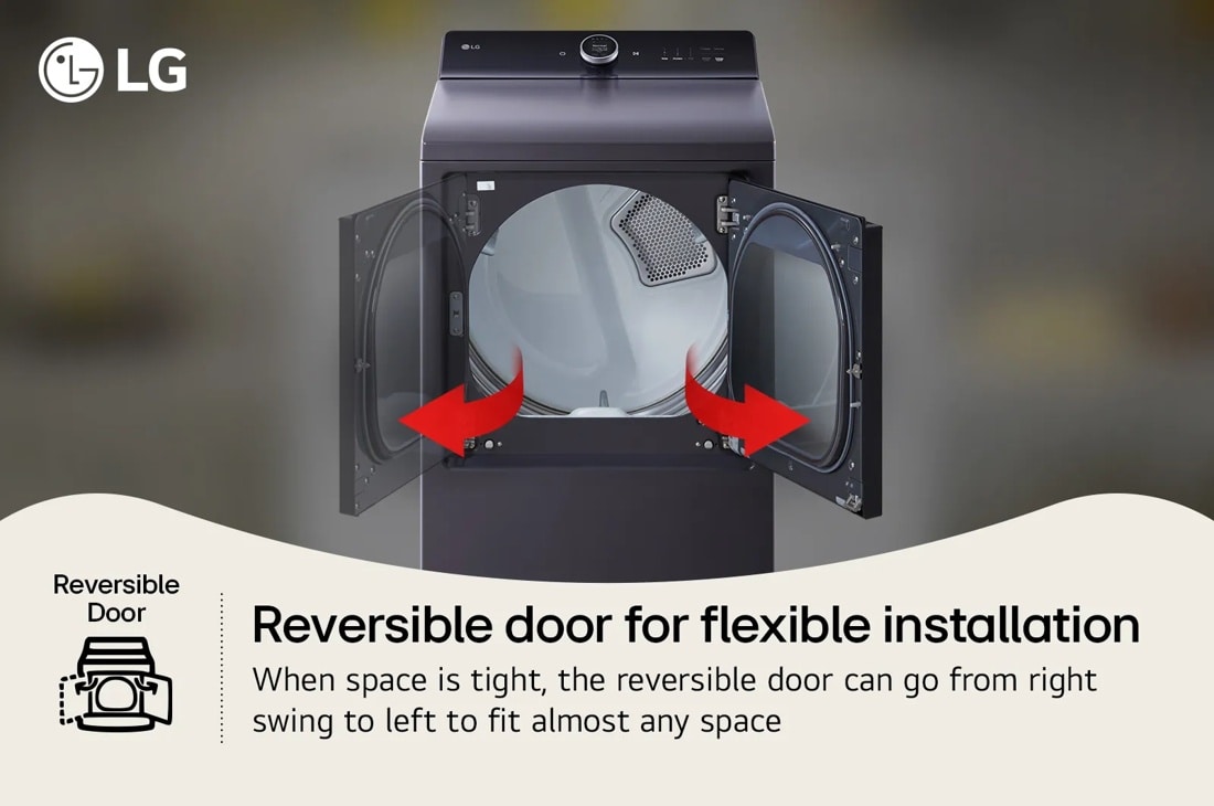 Model: DLEX8600BE | LG 7.3 cu. ft. Ultra Large Capacity Rear Control Electric Dryer with LG EasyLoad Door, AI Sensing and TurboSteam