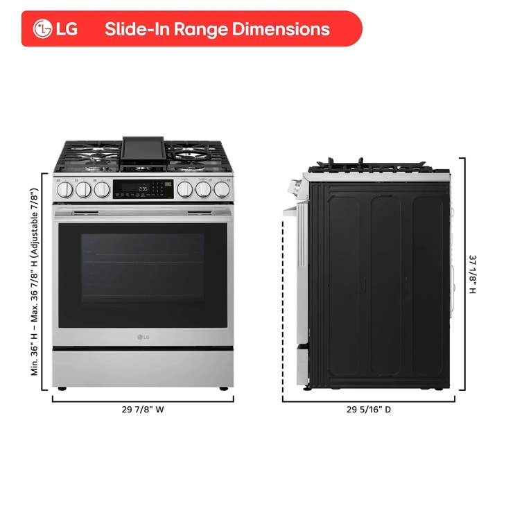 Model: LSGL6337X | LG 6.3 cu ft. Smart Gas Slide-In Range with InstaView, ProBake Convection, and Air Fry
