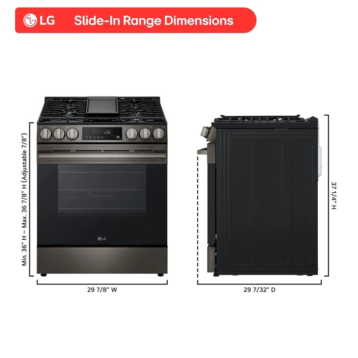 Model: LSGL5833Z | LG 5.8 cu. ft. Smart Gas Slide-in Range with Convection, Air Fry and EasyClean