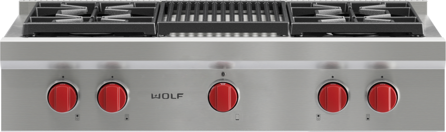 Wolf 36" Sealed Burner Rangetop - 4 Burners and Infrared Charbroiler