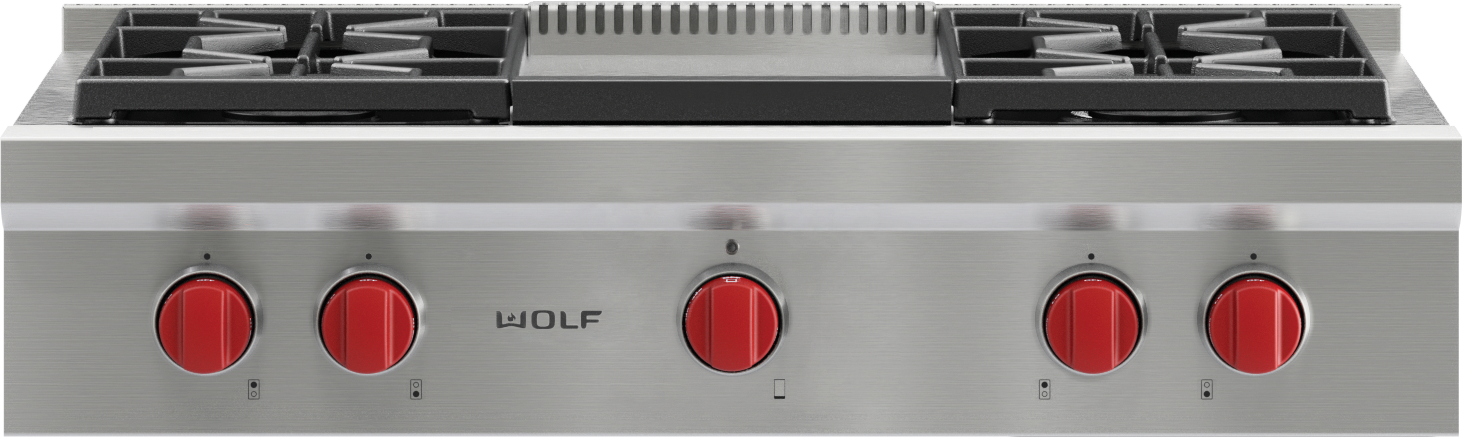 Wolf 36" Sealed Burner Rangetop - 4 Burners and Infrared Griddle