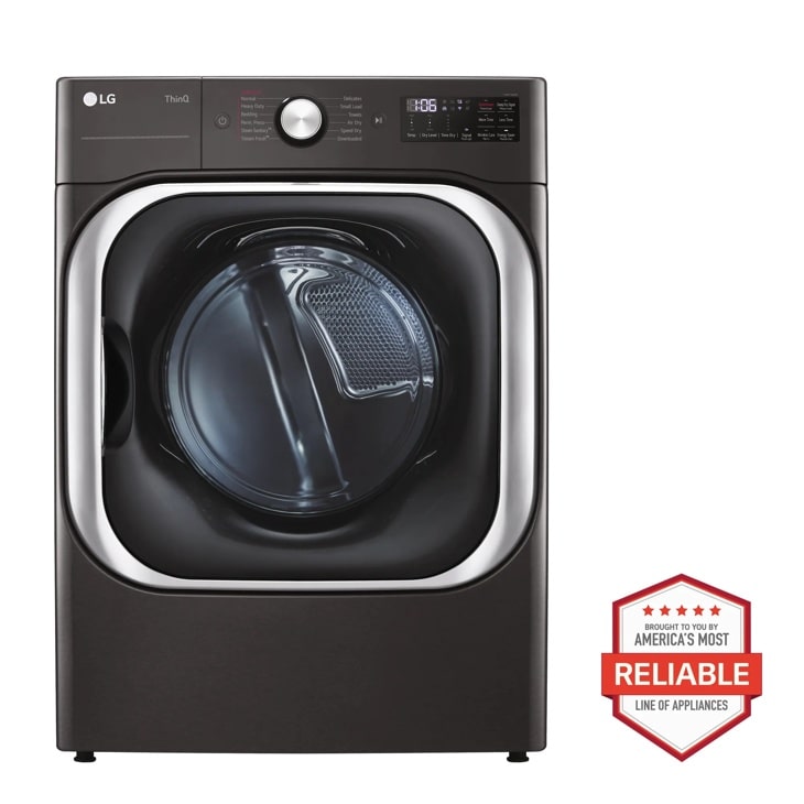 LG 9.0 cu. ft. Mega Capacity Smart Wi-Fi Enabled Front Load Electric Dryer with TurboSteam and Built-In Intelligence LG 9.0 cu. ft. Mega Capacity Smart Wi-Fi Enabled Front Load Electric Dryer with TurboSteam and Built-In Intelligence
