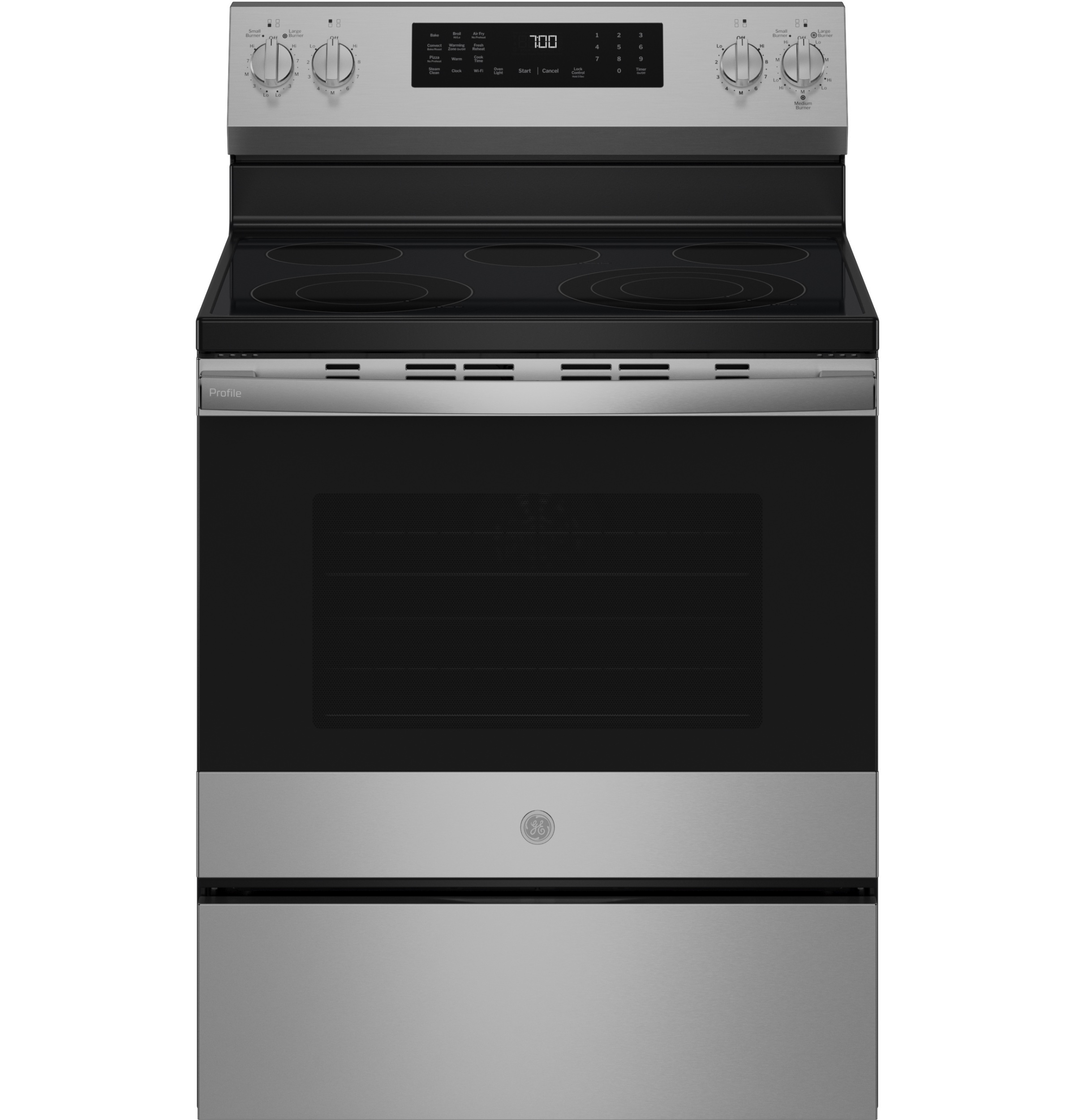 GE Profile GE Profile™ ENERGY STAR® 30” Smart Free-Standing Electric Convection Range with No Preheat Air Fry and EasyWash™ Oven Tray GE Profile GE Profile™ ENERGY STAR® 30” Smart Free-Standing Electric Convection Range with No Preheat Air Fry and EasyWash™ Oven Tray