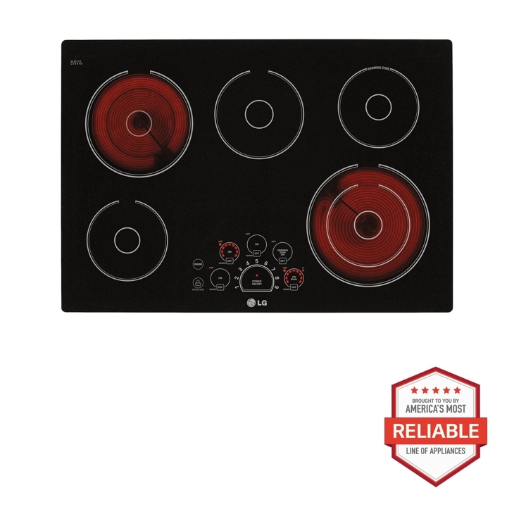 Model: LCE3010SB | LG 30 Inch Electric Cooktop with 5 Burners - Black Ceramic