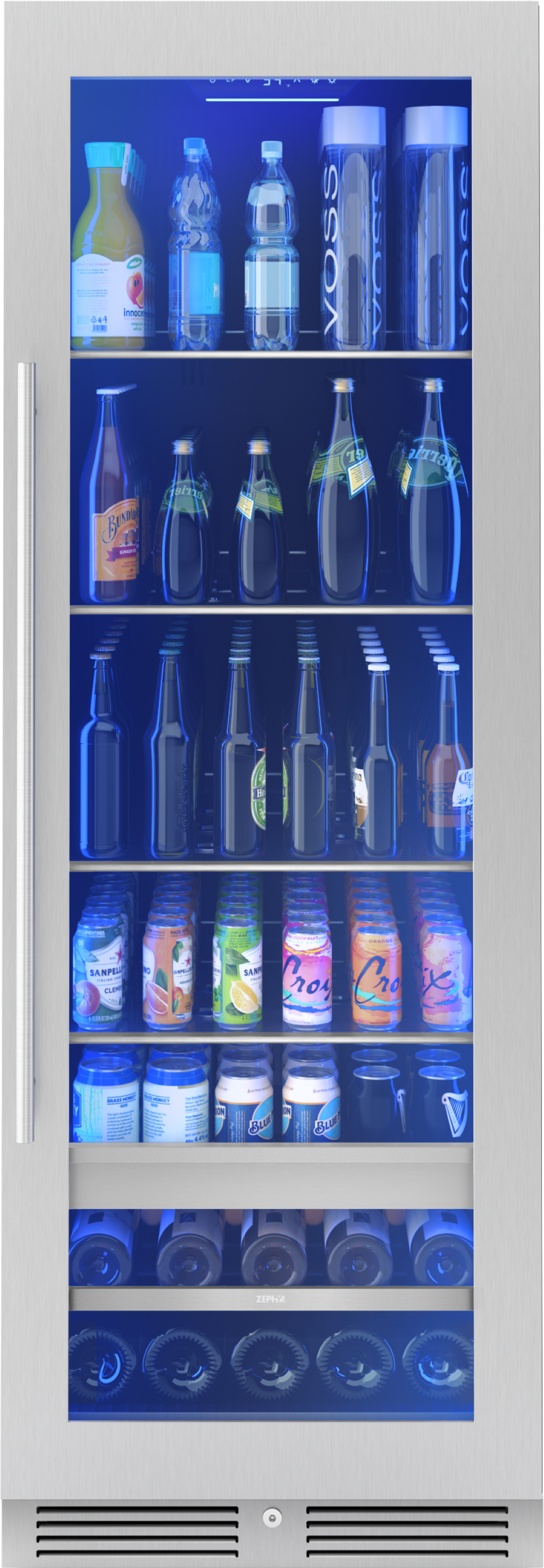 Zephyr Presrv Beverage Cooler, 24in Full Size, SS+Glass, Reversible Door, 1 Zone Zephyr Presrv Beverage Cooler, 24in Full Size, SS+Glass, Reversible Door, 1 Zone