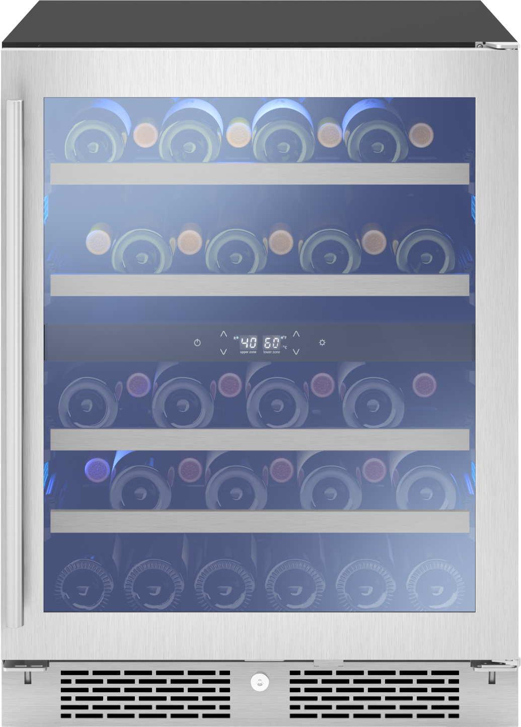 Zephyr Presrv ADA Wine Cooler, 24in Compact, SS+Glass, Reversible Door + Lock, 2 zones