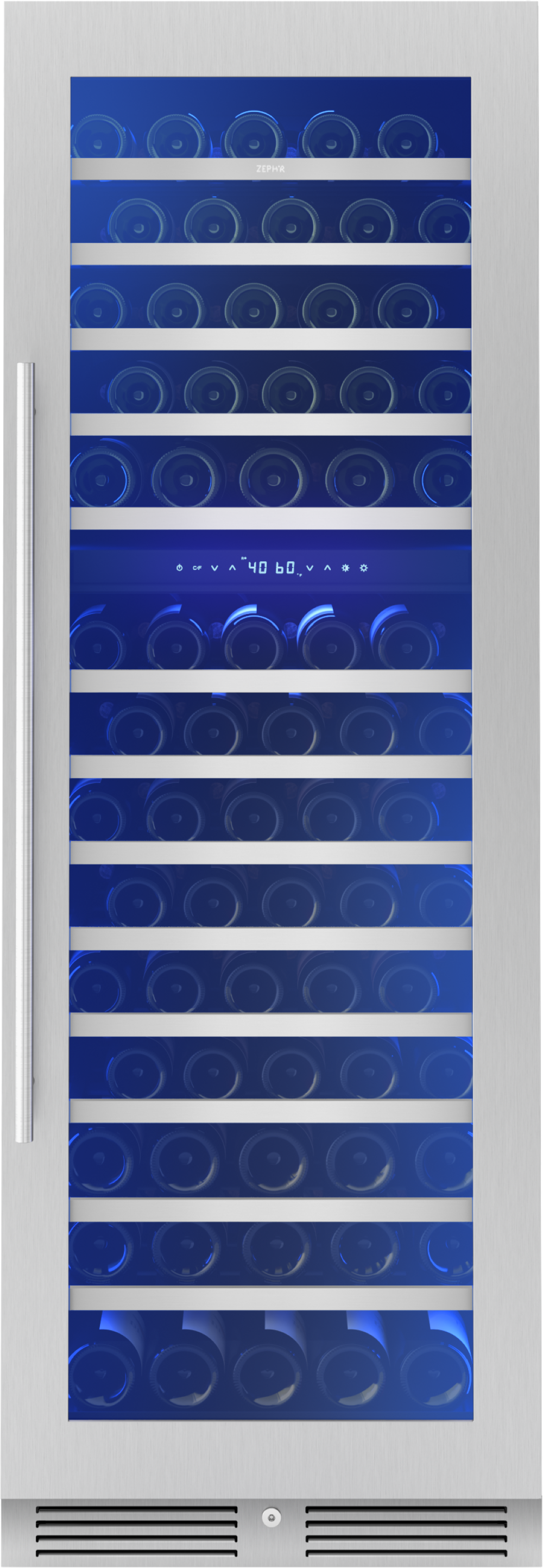 Zephyr Presrv Wine Cooler, 24in Full Size, SS+Glass, Reversible Door, 2 Zone Zephyr Presrv Wine Cooler, 24in Full Size, SS+Glass, Reversible Door, 2 Zone