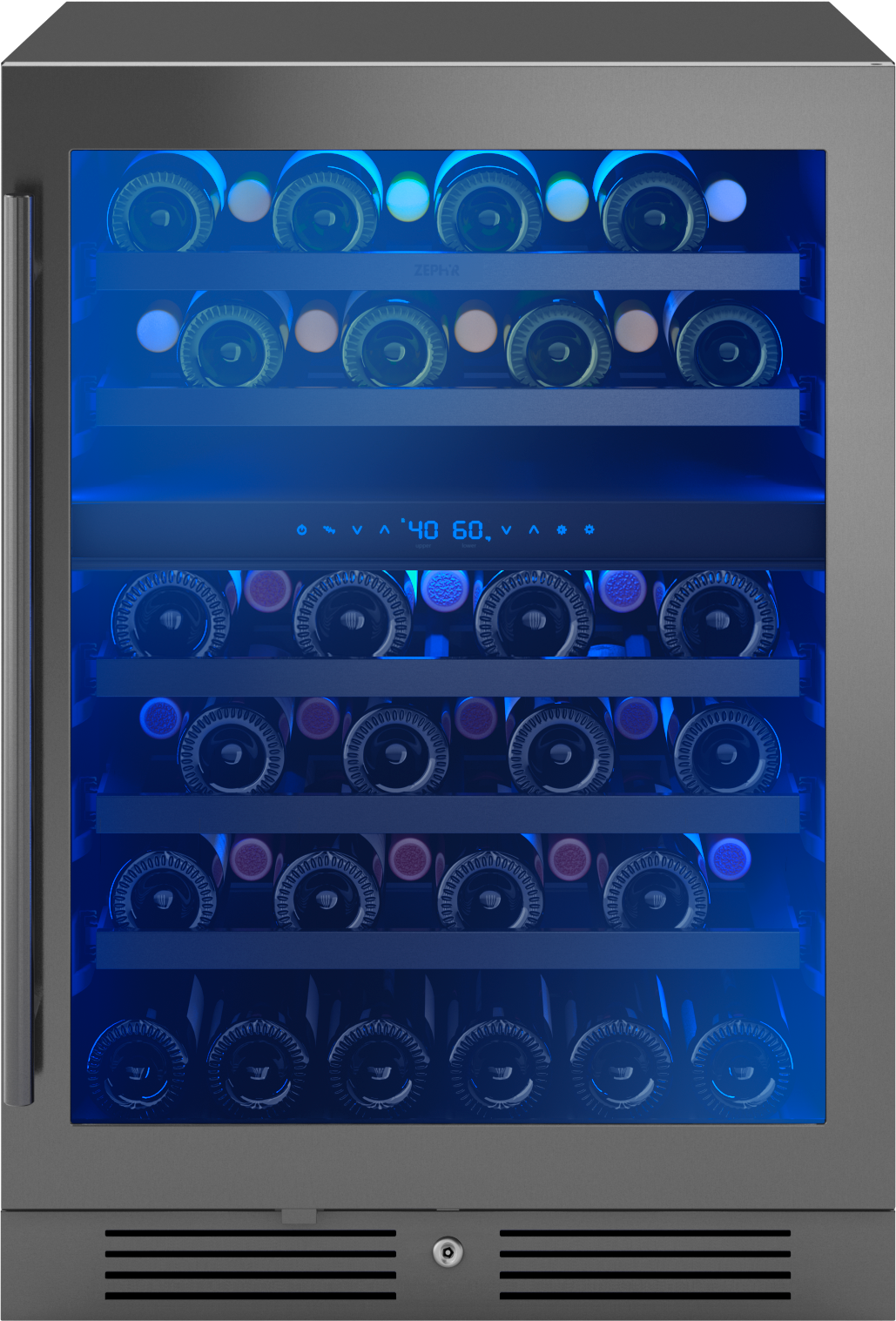 Zephyr Presrv Wine Cooler, 24in UC, Blk SS+Gls,Rvs Dr, 2Z