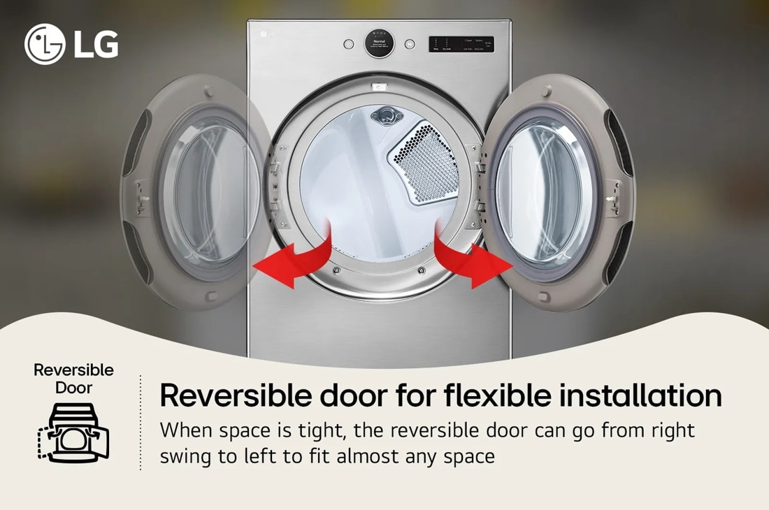 Model: DLEX5500V | LG 7.4 cu. ft. Ultra Large Capacity Smart Front Load Electric ENERGY STAR Dryer with Sensor Dry & Steam Technology