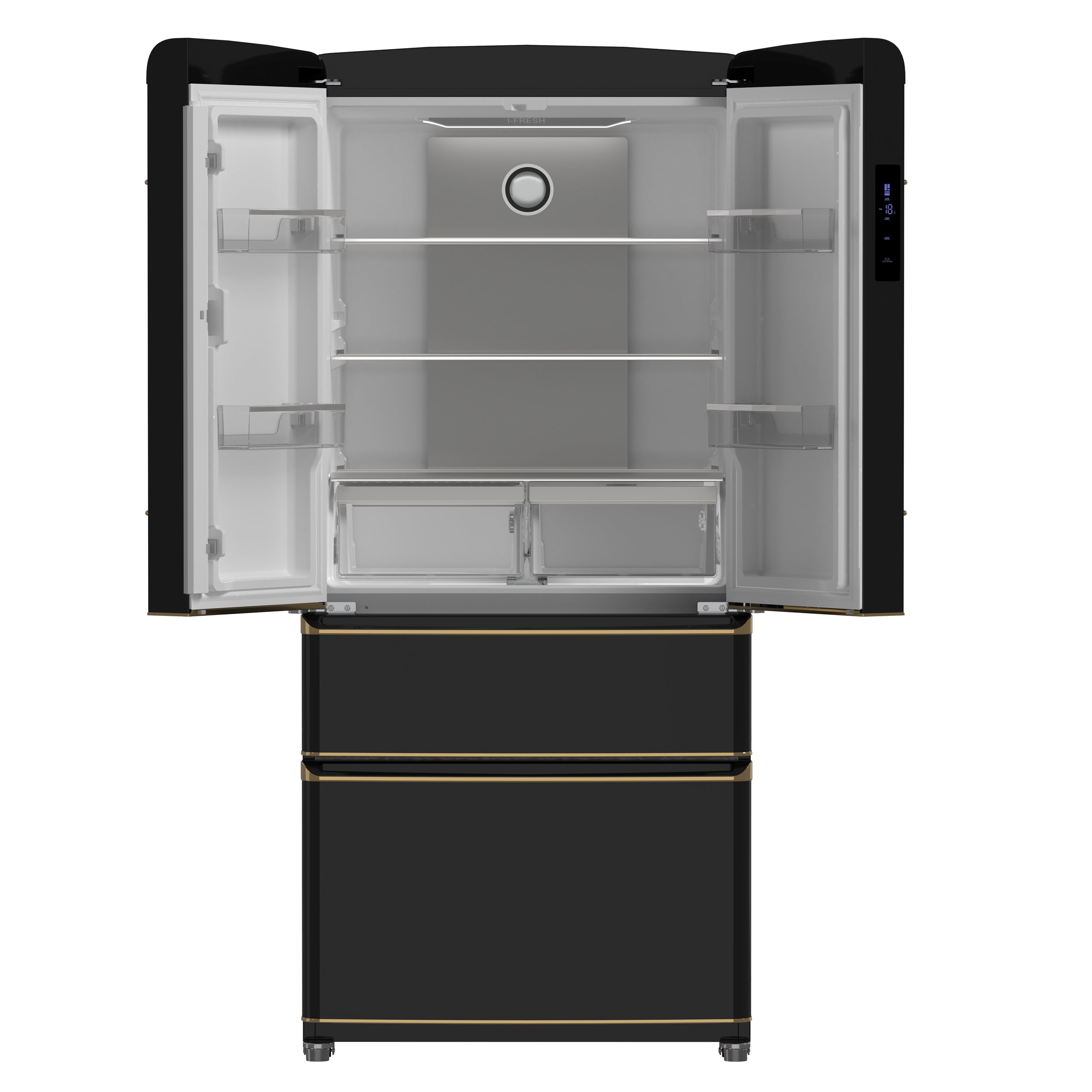 Forno - FFFFD1791-33BLK - 18 CF French Door Refrigerator, Retro