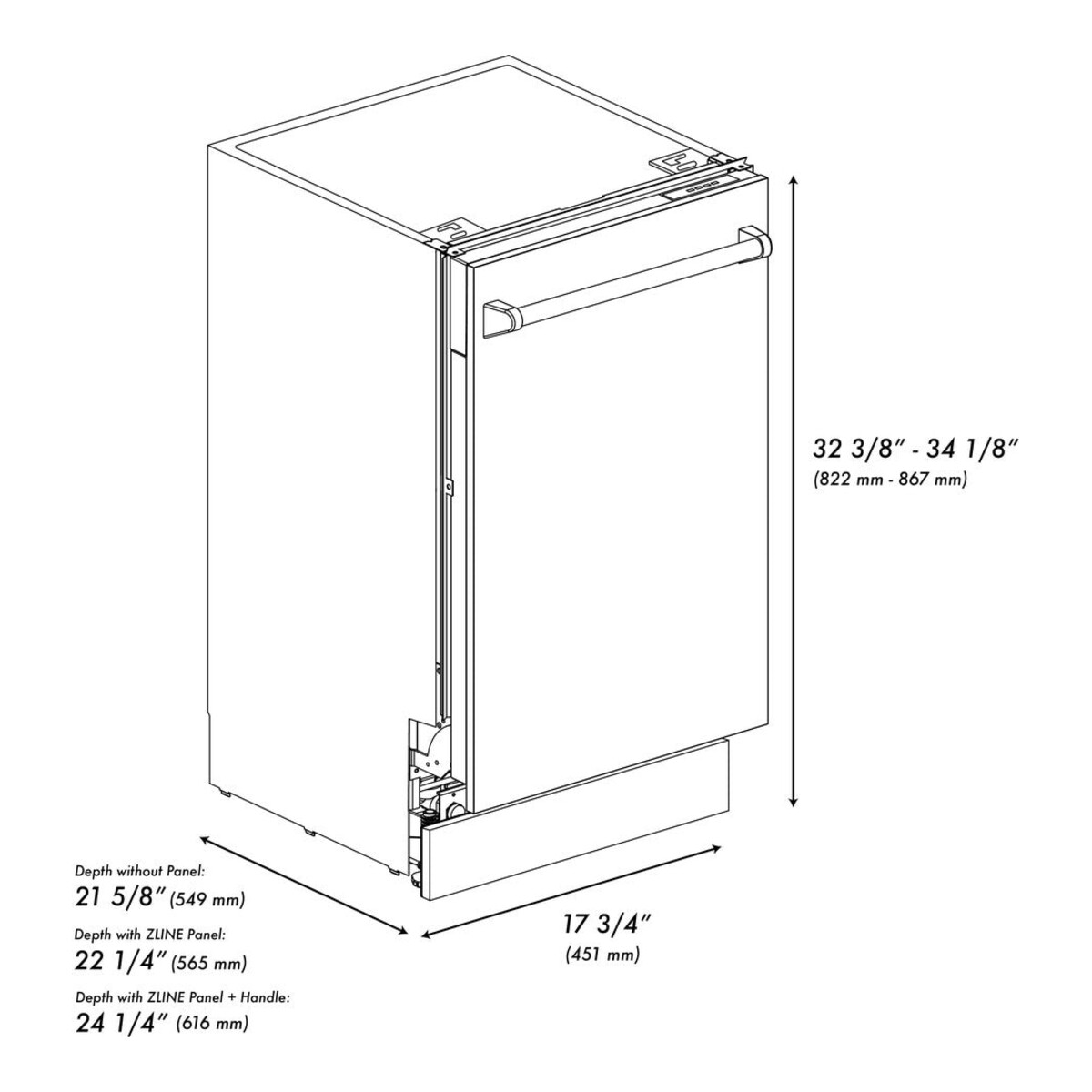 ZLINE Built In Dishwashers Dishwasher DWVZ-SN-18-MB | Voss TV